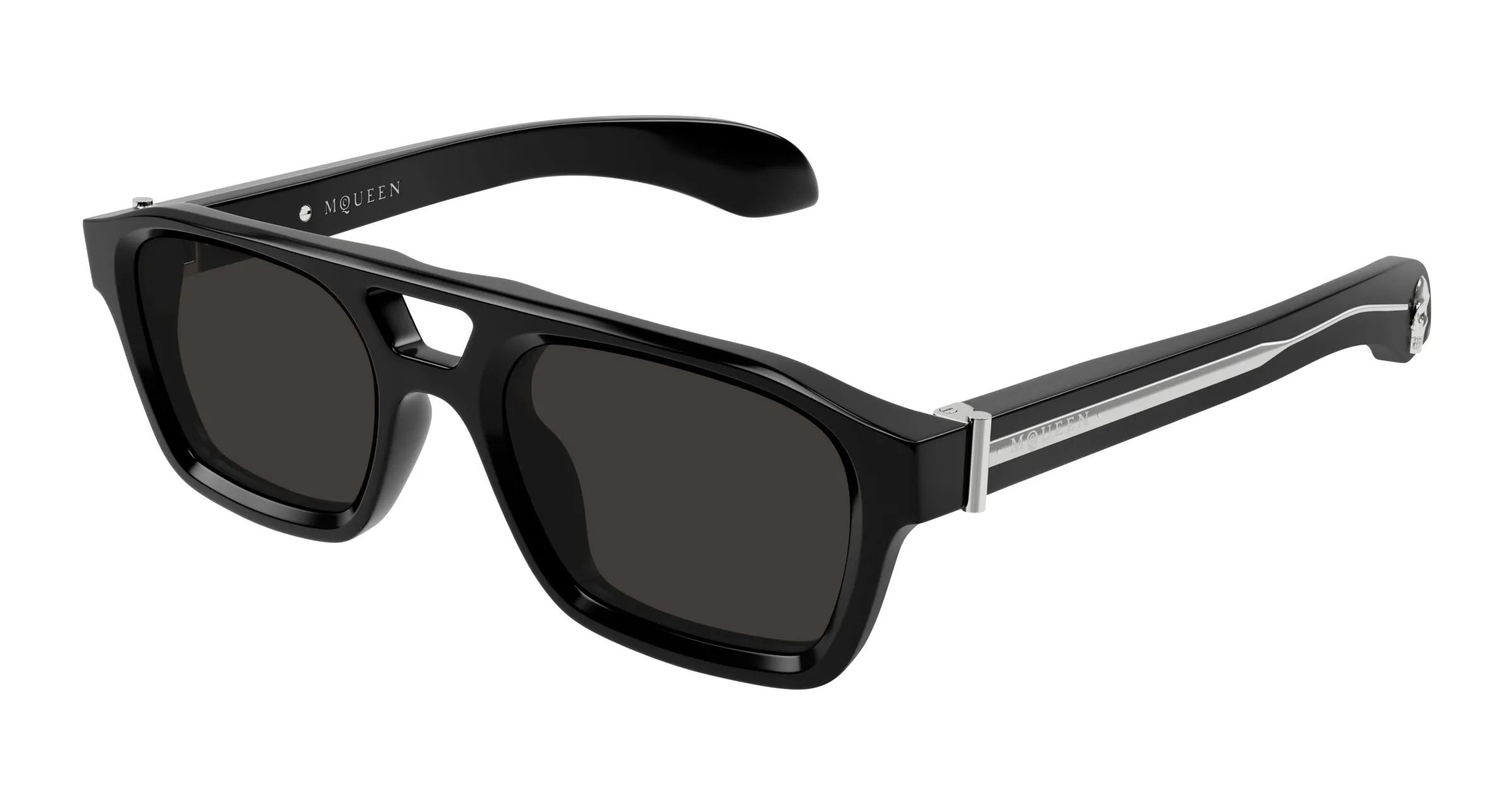 Alexander McQueen AM0505S 001 Occhiali da sole Acetato Nero Grigio Pilot - immagine 1