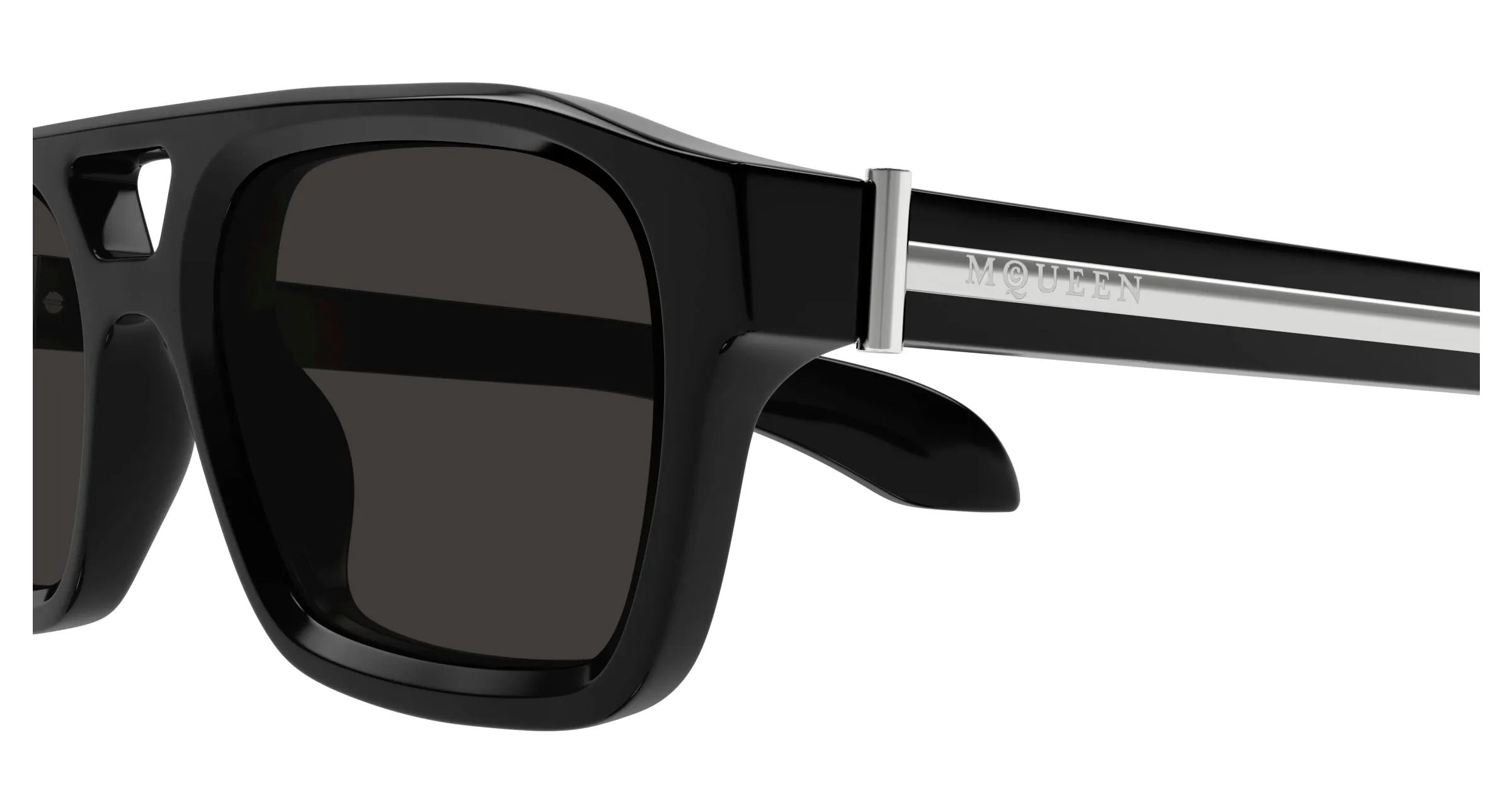 Alexander McQueen AM0505S 001 Occhiali da sole Acetato Nero Grigio Pilot - immagine 3
