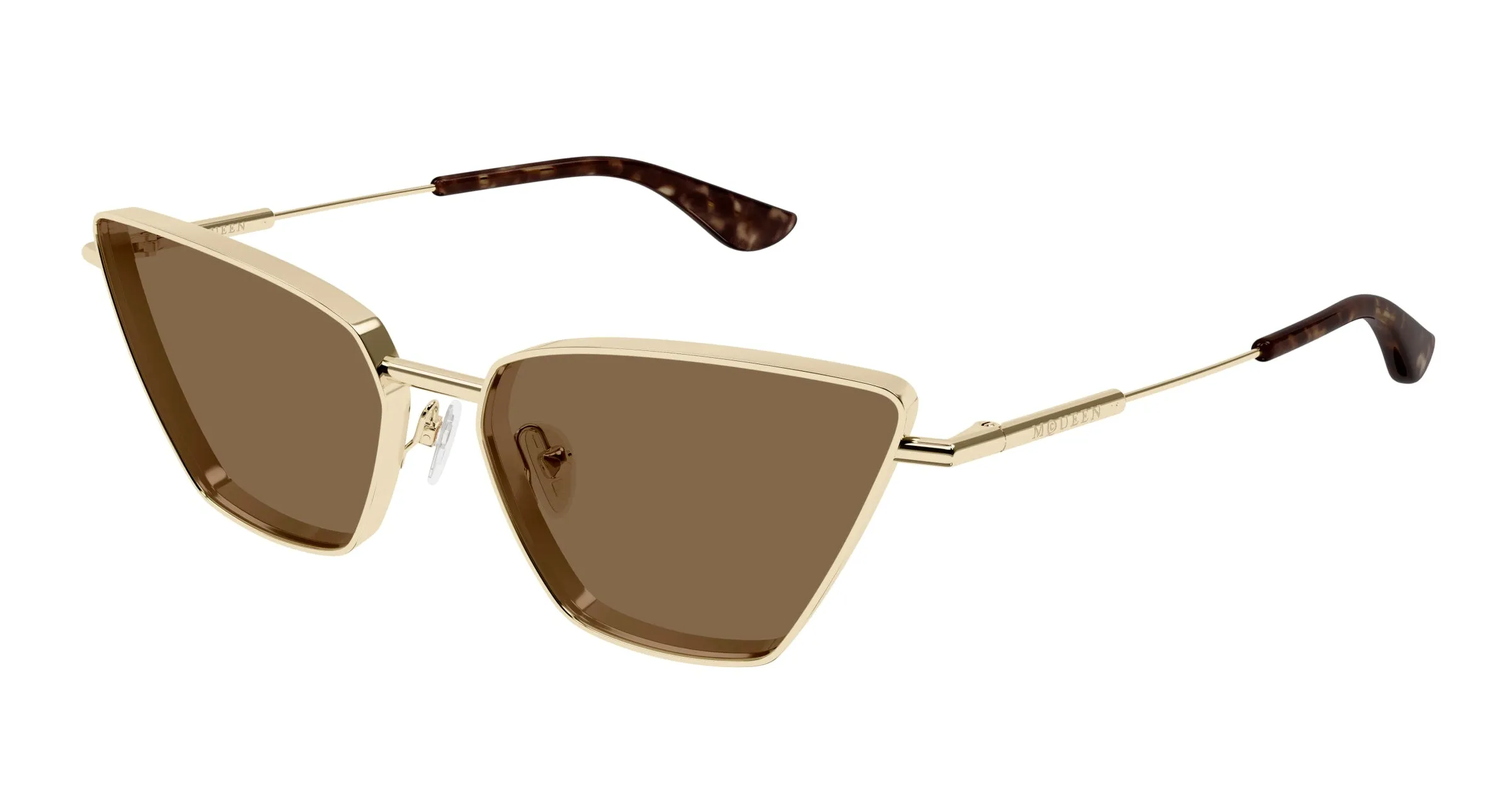 Alexander McQueen AM0501S 002 Occhiali da sole Metallo Oro Marrone Cat Eye - immagine 1