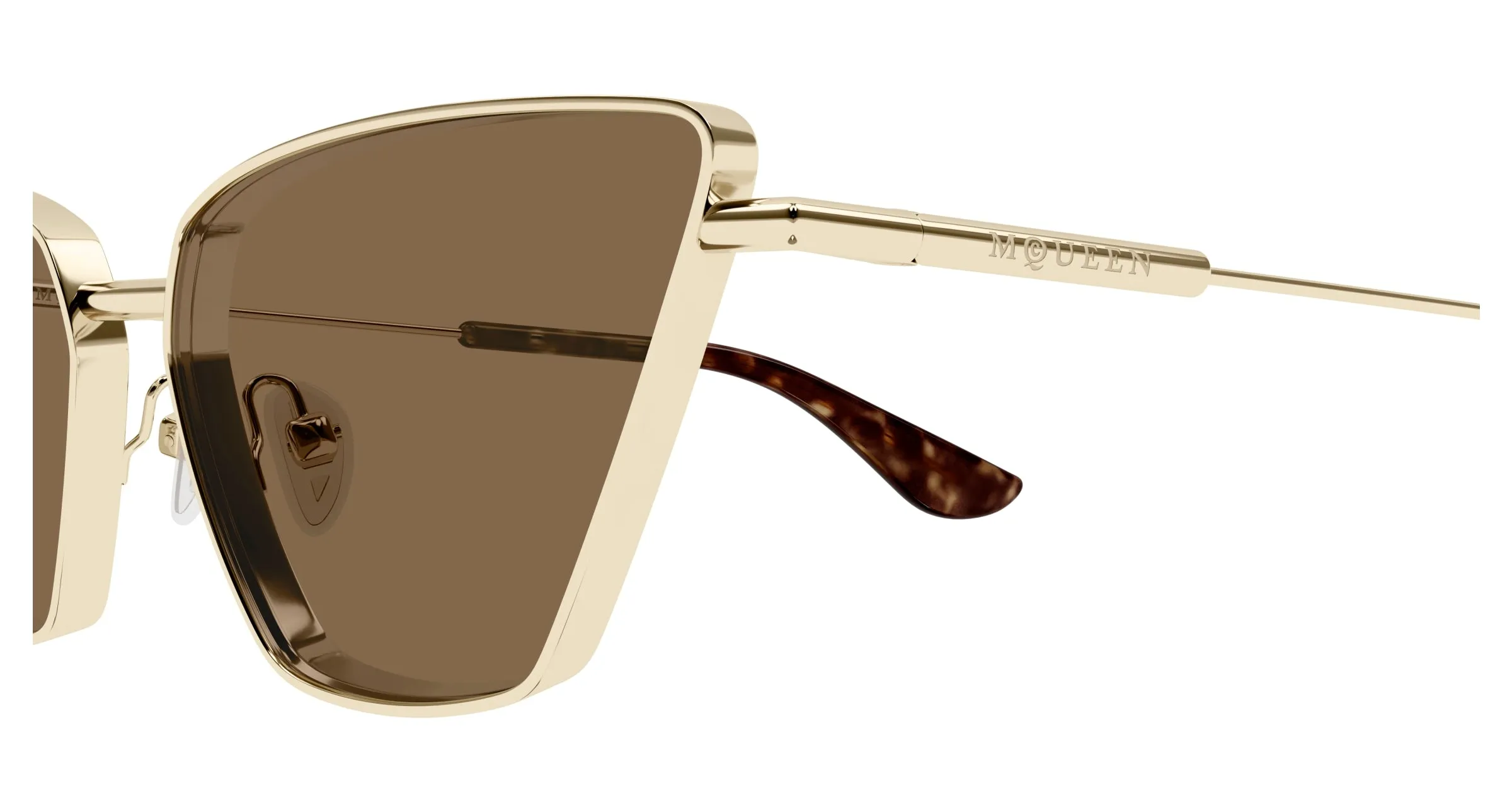 Alexander McQueen AM0501S 002 Occhiali da sole Metallo Oro Marrone Cat Eye - immagine 3
