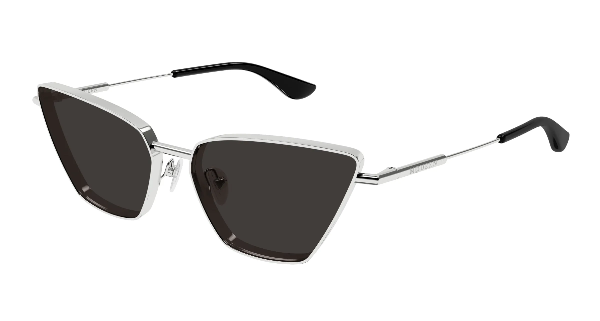 Alexander McQueen AM0501S 001 Occhiali da sole Metallo Argento Grigio Cat Eye - immagine 1