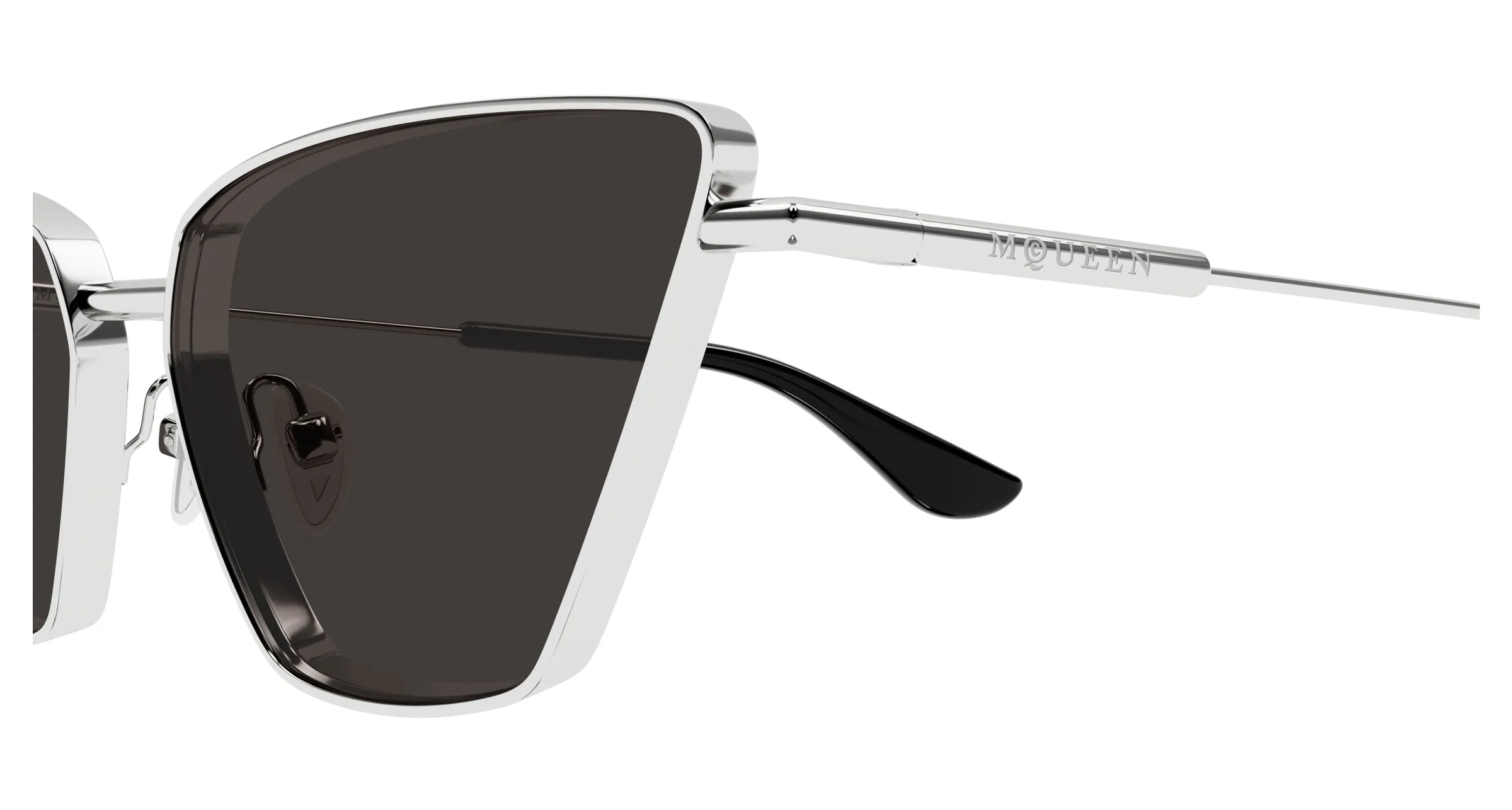 Alexander McQueen AM0501S 001 Occhiali da sole Metallo Argento Grigio Cat Eye - immagine 3