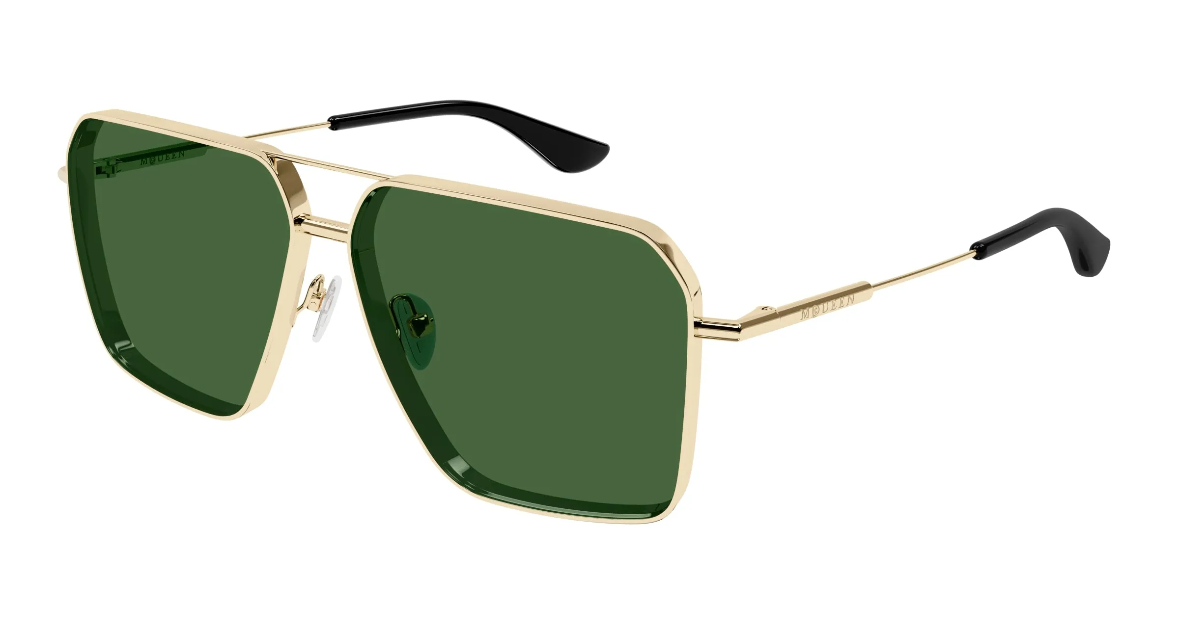 Alexander McQueen AM0500S 003 Occhiali da sole Metallo Oro Verde Pilot - immagine 1
