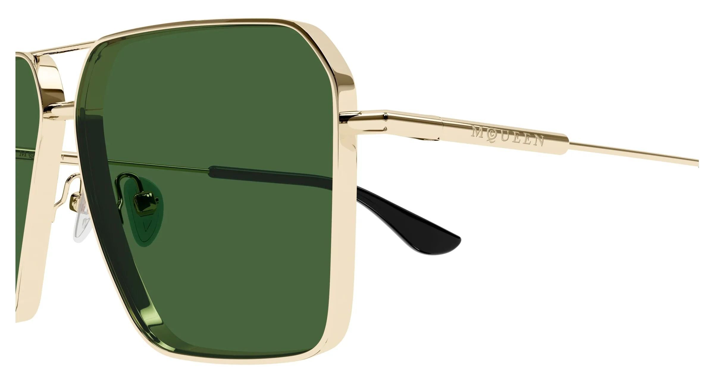 Alexander McQueen AM0500S 003 Occhiali da sole Metallo Oro Verde Pilot - immagine 3