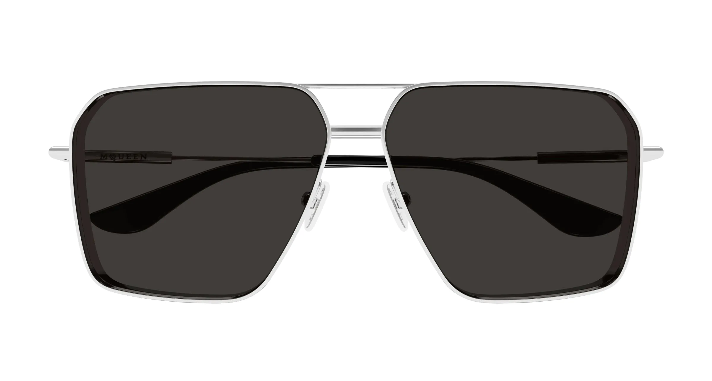 Alexander McQueen AM0500S 001 Occhiali da sole Metallo Argento Grigio Pilot - immagine 2