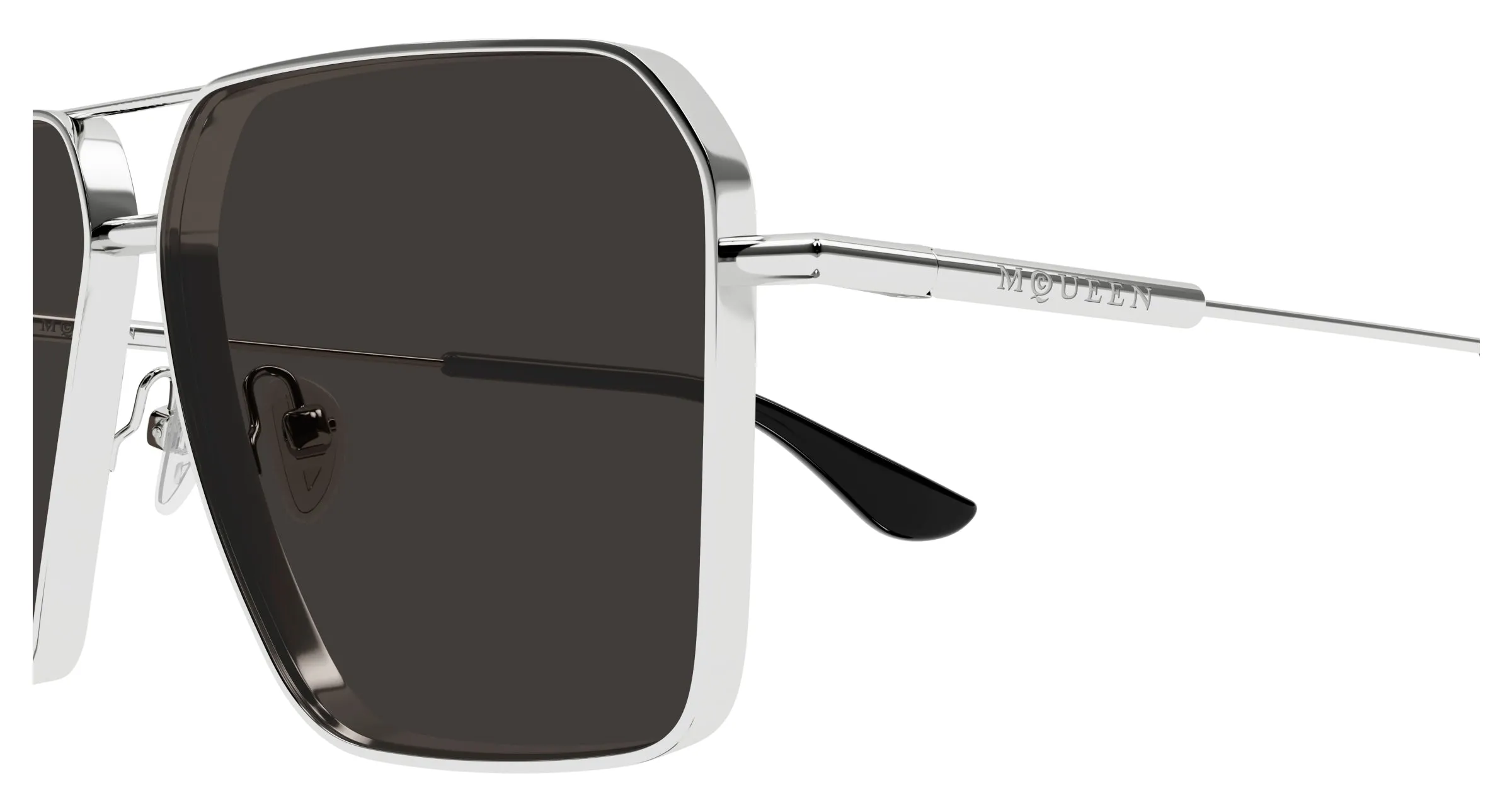 Alexander McQueen AM0500S 001 Occhiali da sole Metallo Argento Grigio Pilot - immagine 3