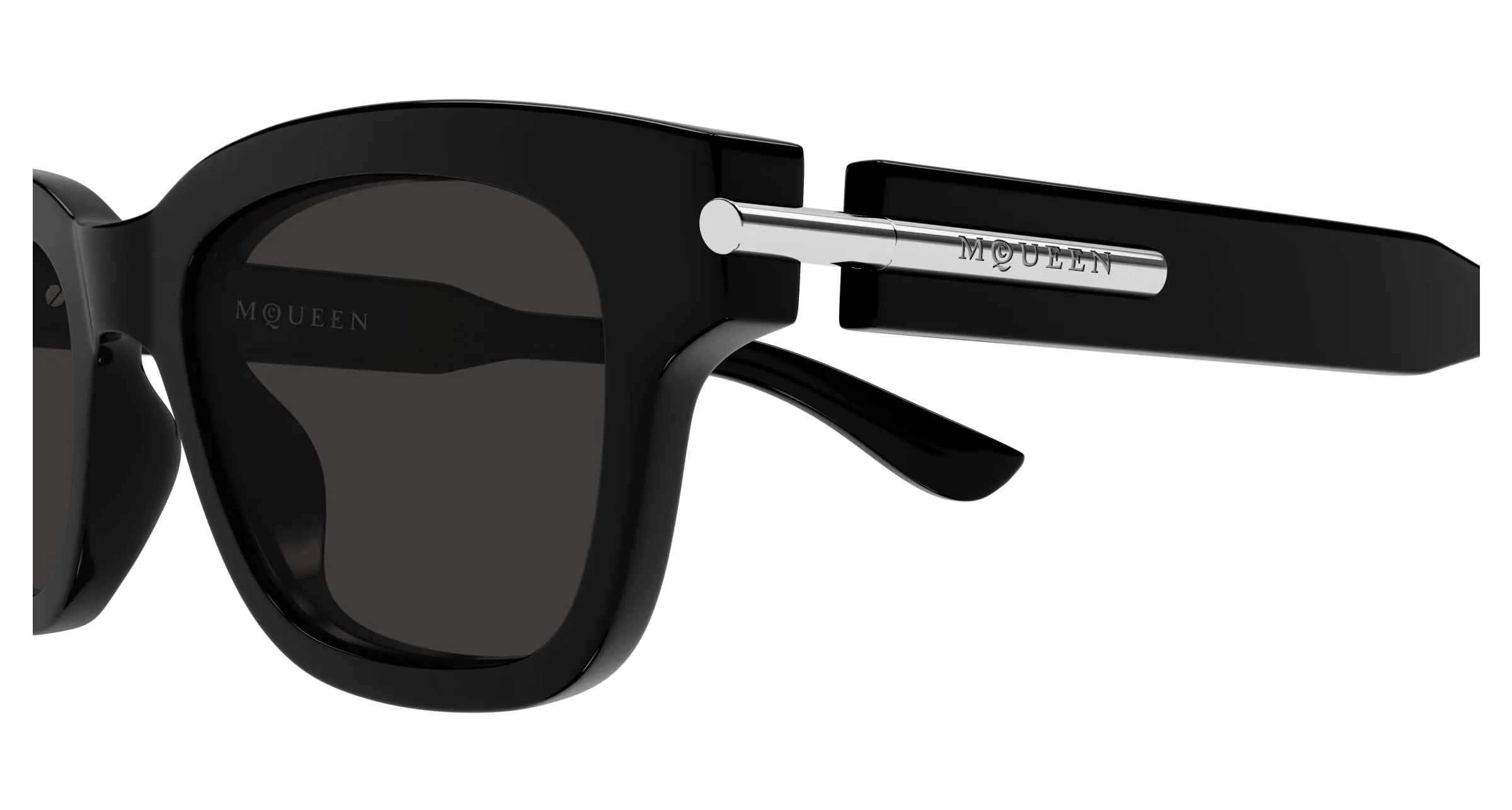 Alexander McQueen AM0497S 001 Occhiali da sole Acetato Nero Grigio Squadrata - immagine 3