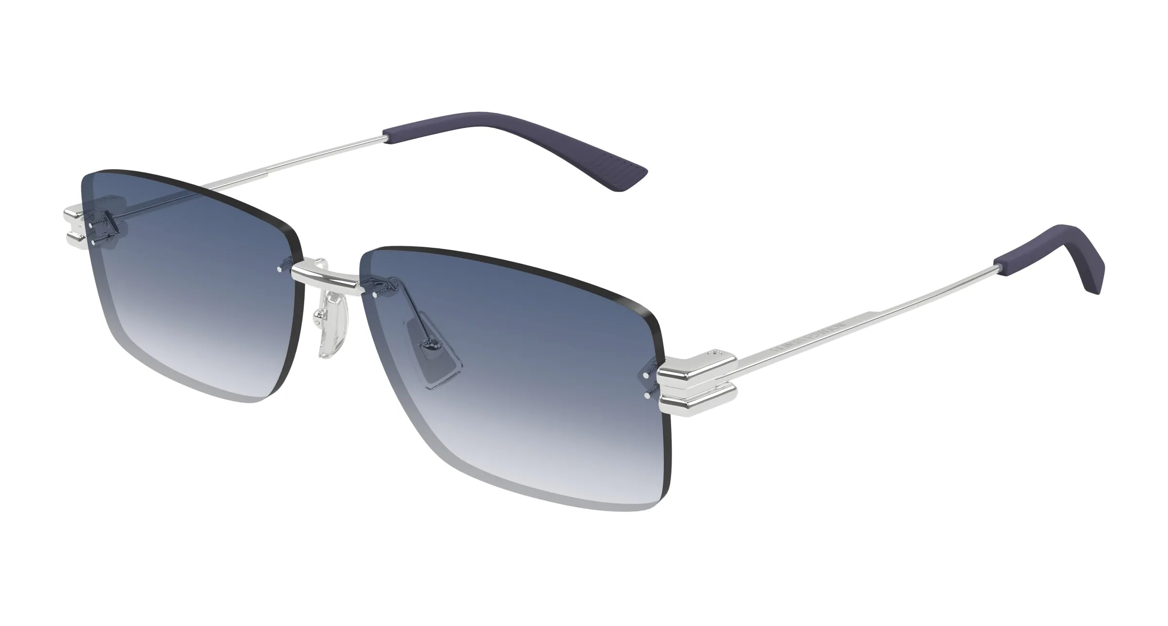 Bottega Veneta BV1126S 005 Occhiali da sole Metallo Argento Blu Squadrata - immagine 1