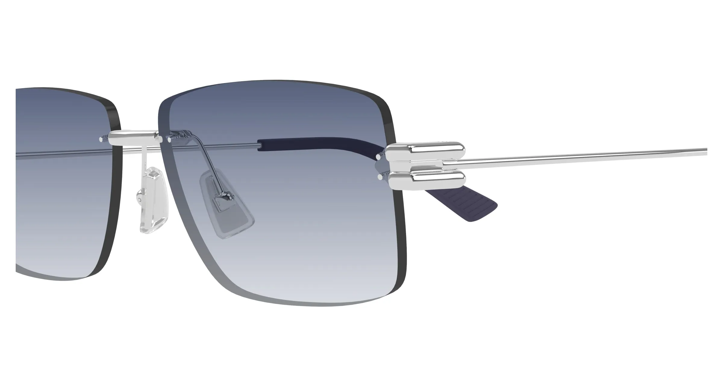 Bottega Veneta BV1126S 005 Occhiali da sole Metallo Argento Blu Squadrata - immagine 3