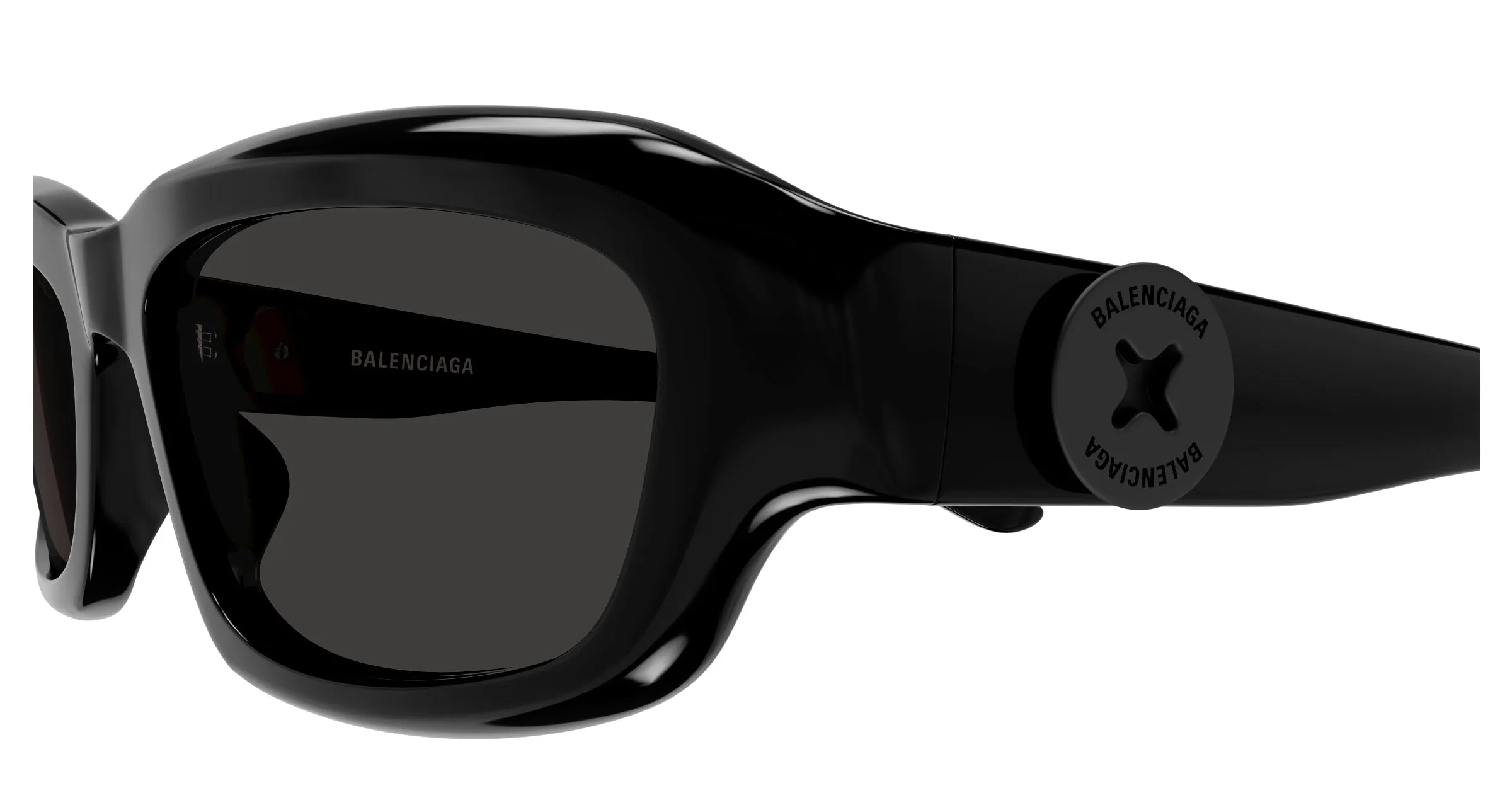 Balenciaga BB0409S 001 Occhiali da sole Acetato Nero Grigio Squadrata - immagine 3