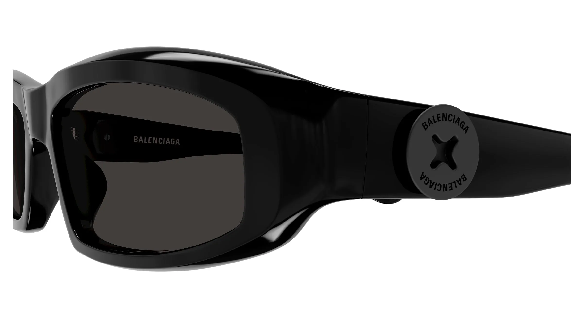 Balenciaga BB0408S 001 Occhiali da sole Acetato Nero Grigio Squadrata - immagine 3