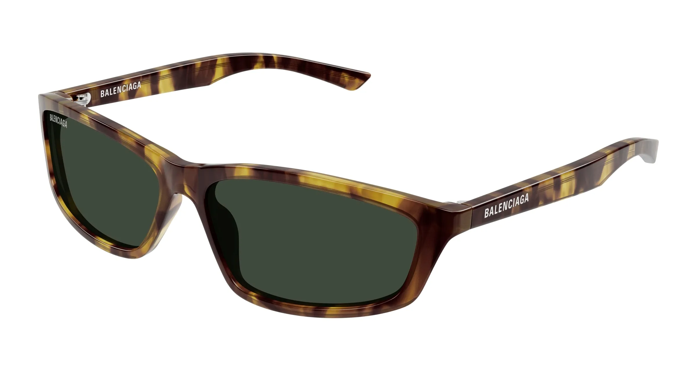 Balenciaga BB0401S 003 Occhiali da sole Acetato Havana Verde Squadrata - immagine 1