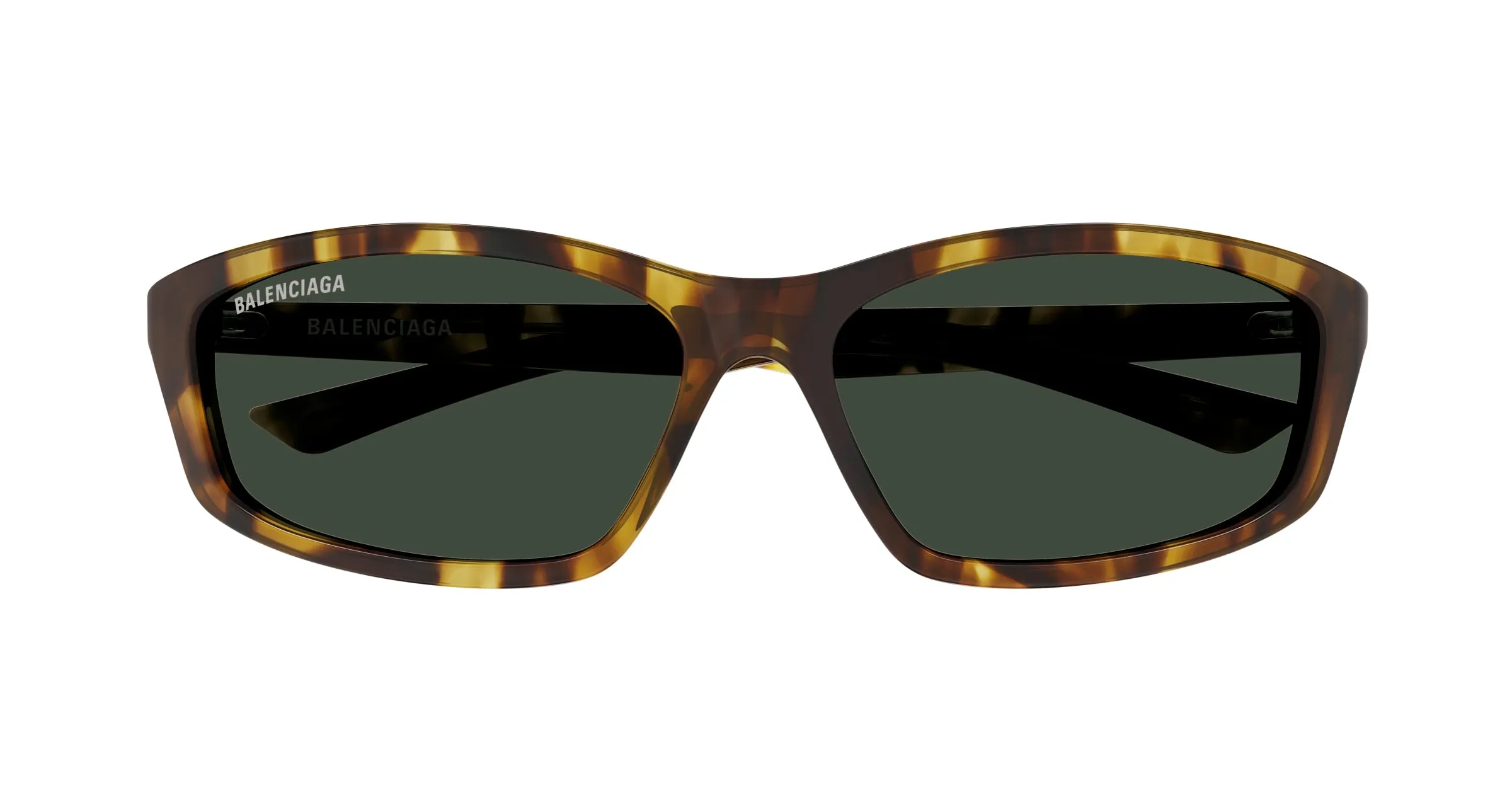 Balenciaga BB0401S 003 Occhiali da sole Acetato Havana Verde Squadrata - immagine 2