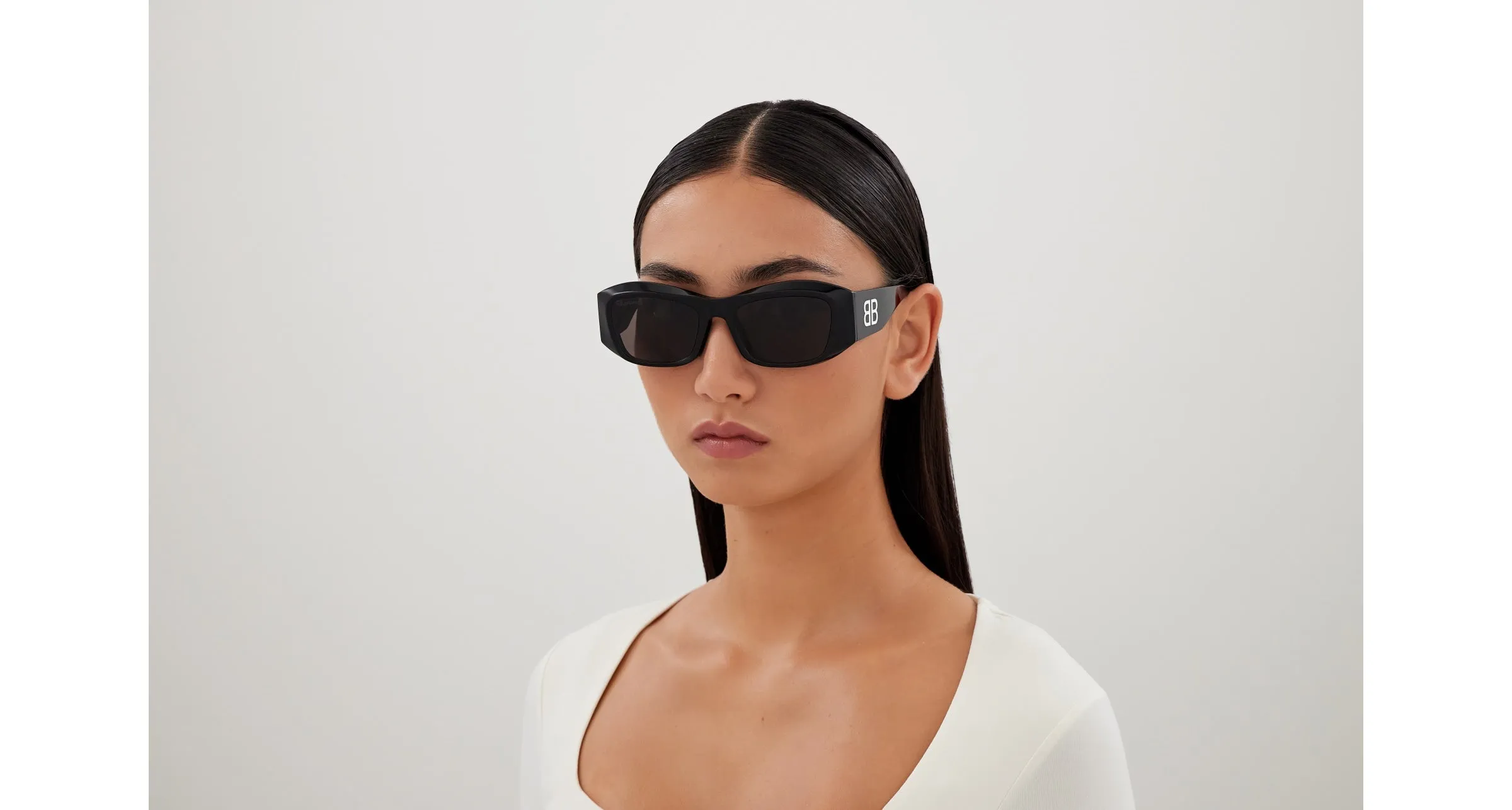 Balenciaga BB0397SA 001 Occhiali da sole Acetato Nero Grigio Squadrata - immagine 4