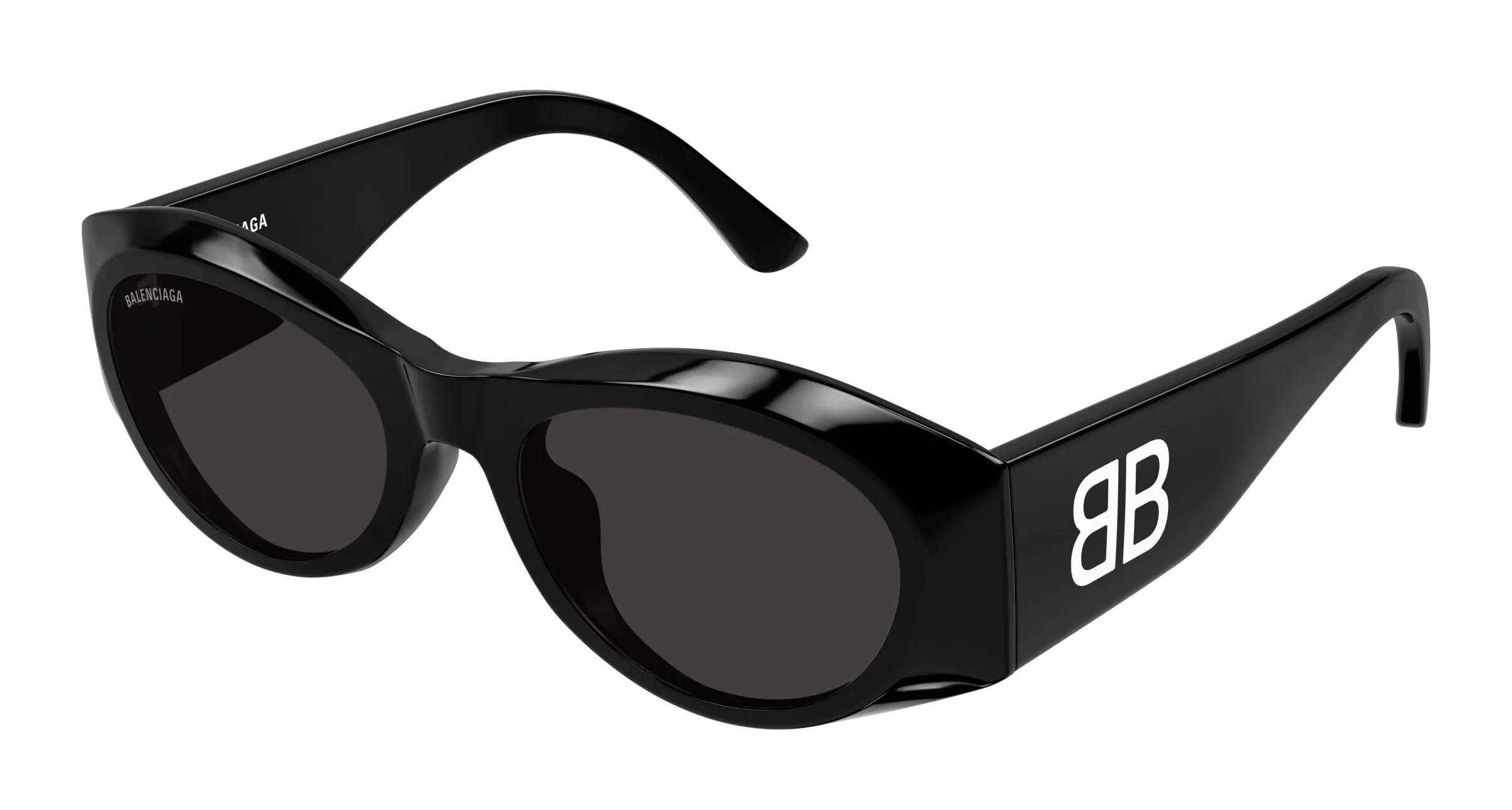 Balenciaga BB0396SK 001 Occhiali da sole Acetato Nero Grigio Rotonda - immagine 1