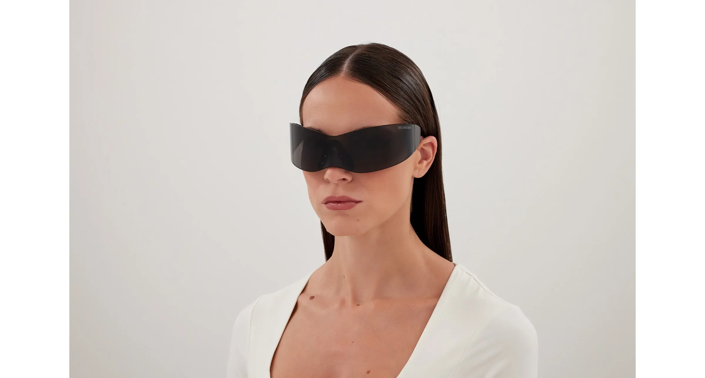 Balenciaga BB0299S 001 Occhiali da sole Nylon Grigio Grigio Maschera - immagine 4