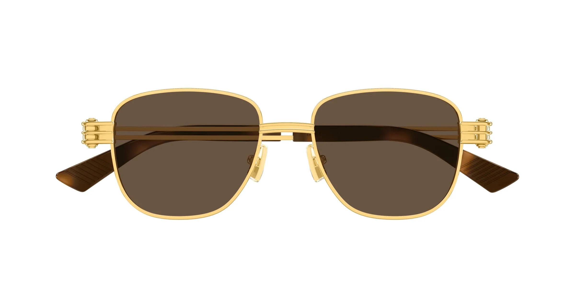Bottega Veneta BV1380S 003 Occhiali da sole Metallo Oro Marrone Squadrata - immagine 2