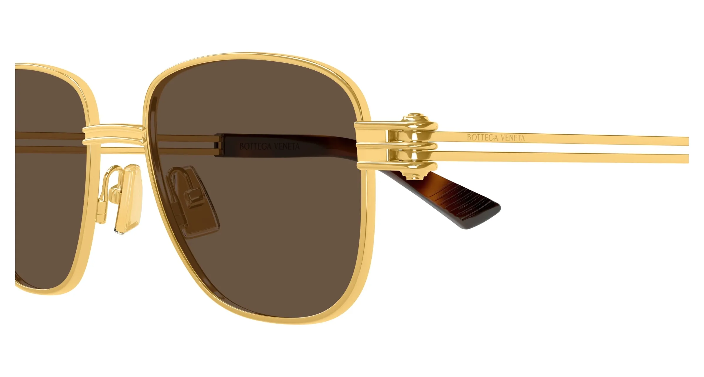 Bottega Veneta BV1380S 003 Occhiali da sole Metallo Oro Marrone Squadrata - immagine 3