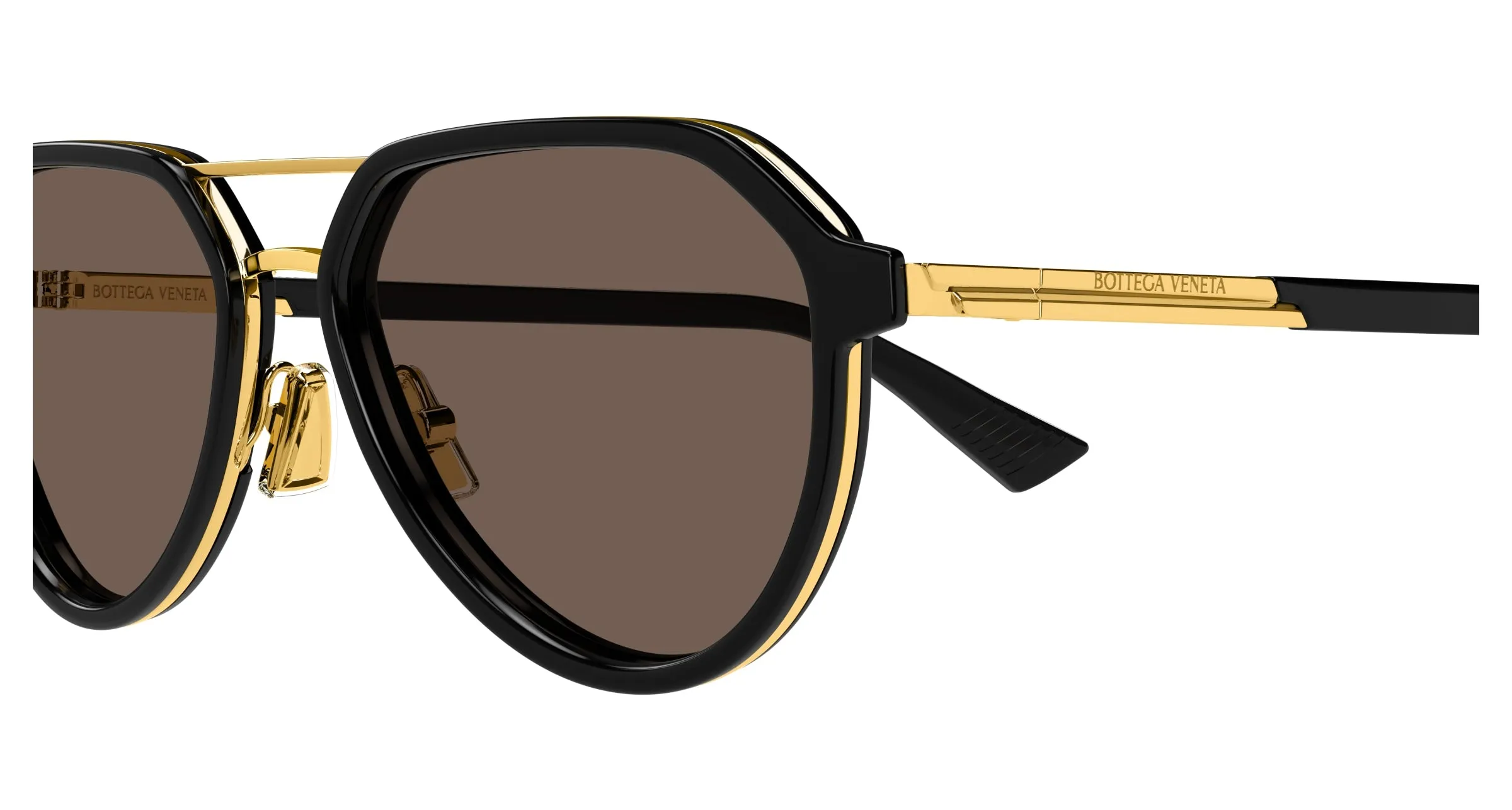 Bottega Veneta BV1373S 001 Occhiali da sole Acetato Nero Marrone Pilot - immagine 3