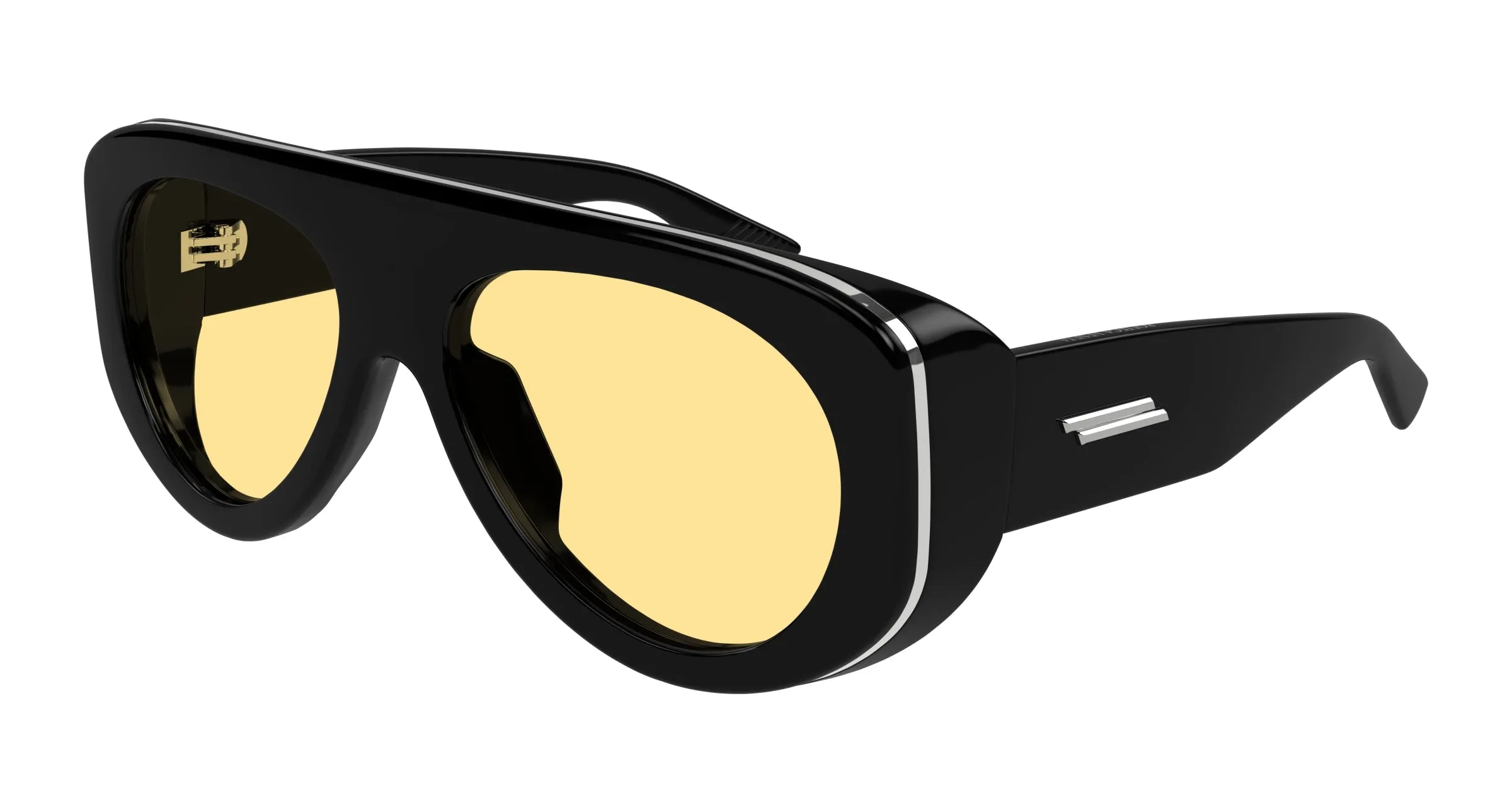 Bottega Veneta BV1362S 005 Occhiali da sole Iniettato Nero Arancione Pilot - immagine 1