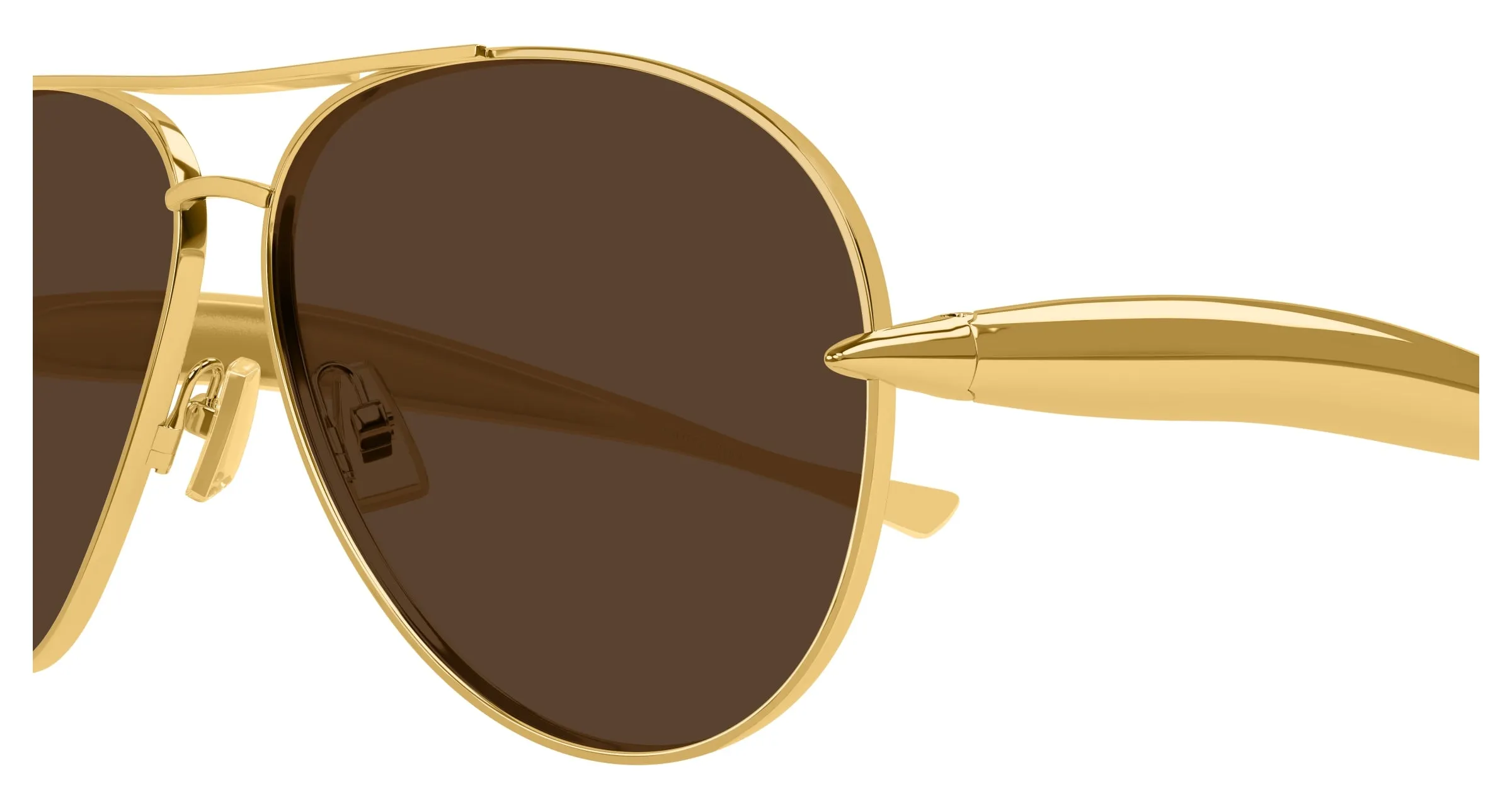 Bottega Veneta BV1305S 007 Occhiali da sole Metallo Oro Marrone Pilot - immagine 3