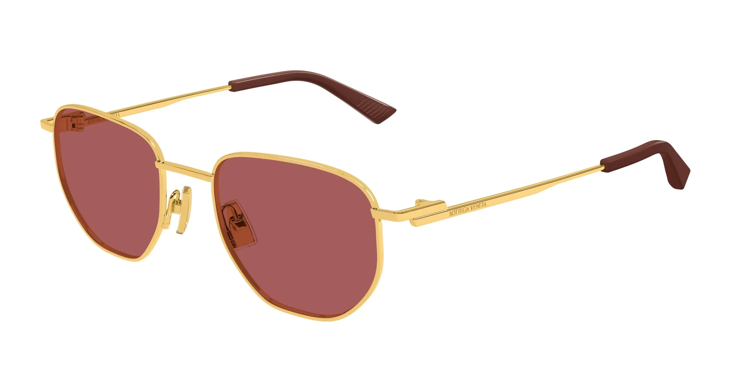 Bottega Veneta BV1301S 006 Occhiali da sole Metallo Oro Marrone Rotonda - immagine 1