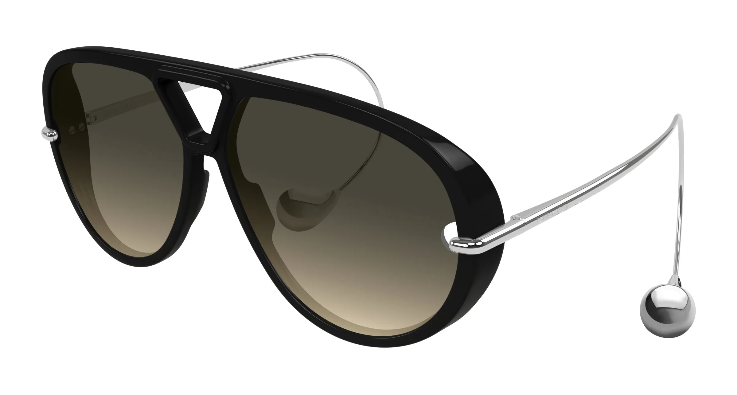 Bottega Veneta BV1273S 010 Occhiali da sole Acetato Nero Marrone Geometrica - immagine 1