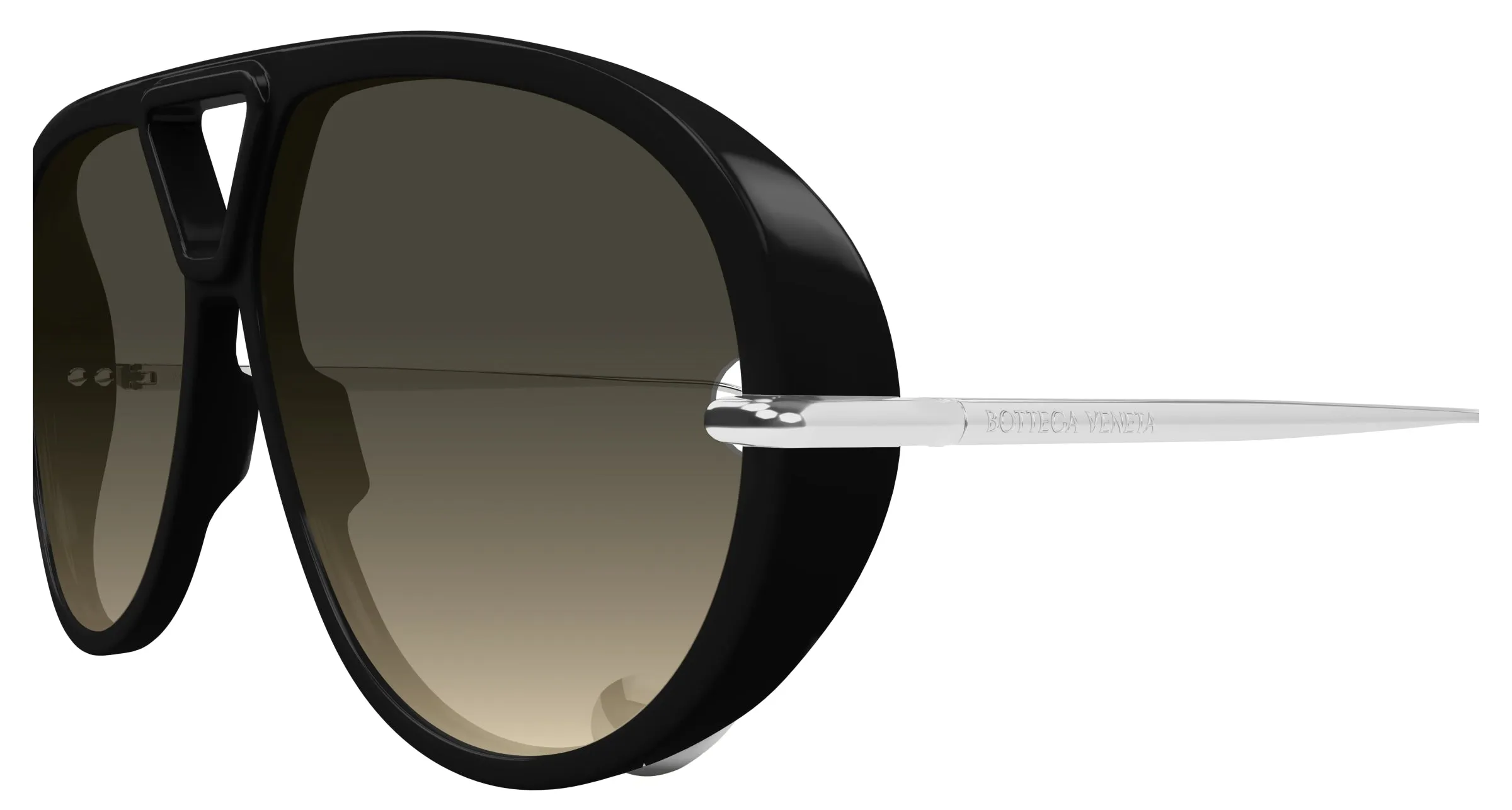 Bottega Veneta BV1273S 010 Occhiali da sole Acetato Nero Marrone Geometrica - immagine 3