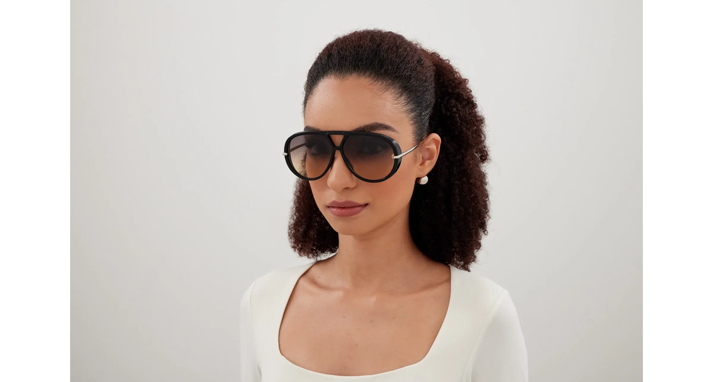 Bottega Veneta BV1273S 010 Occhiali da sole Acetato Nero Marrone Geometrica - immagine 4