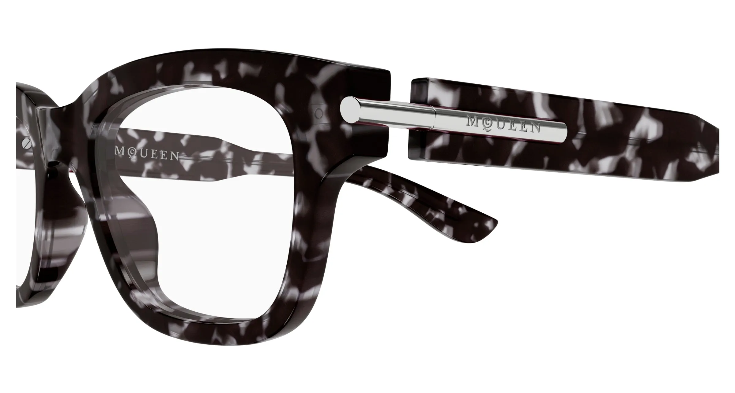 Alexander McQueen AM0497O 006 Montature da vista Acetato Havana Trasparente Squadrata - immagine 3