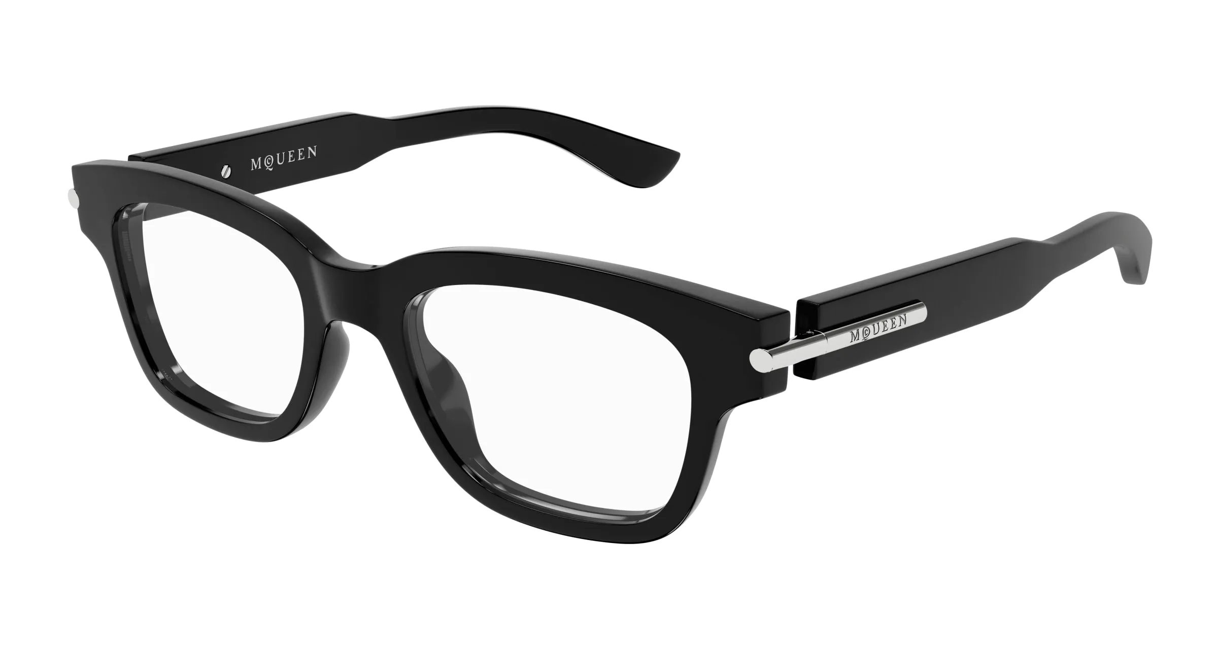 Alexander McQueen AM0497O 005 Montature da vista Acetato Nero Trasparente Squadrata - immagine 1