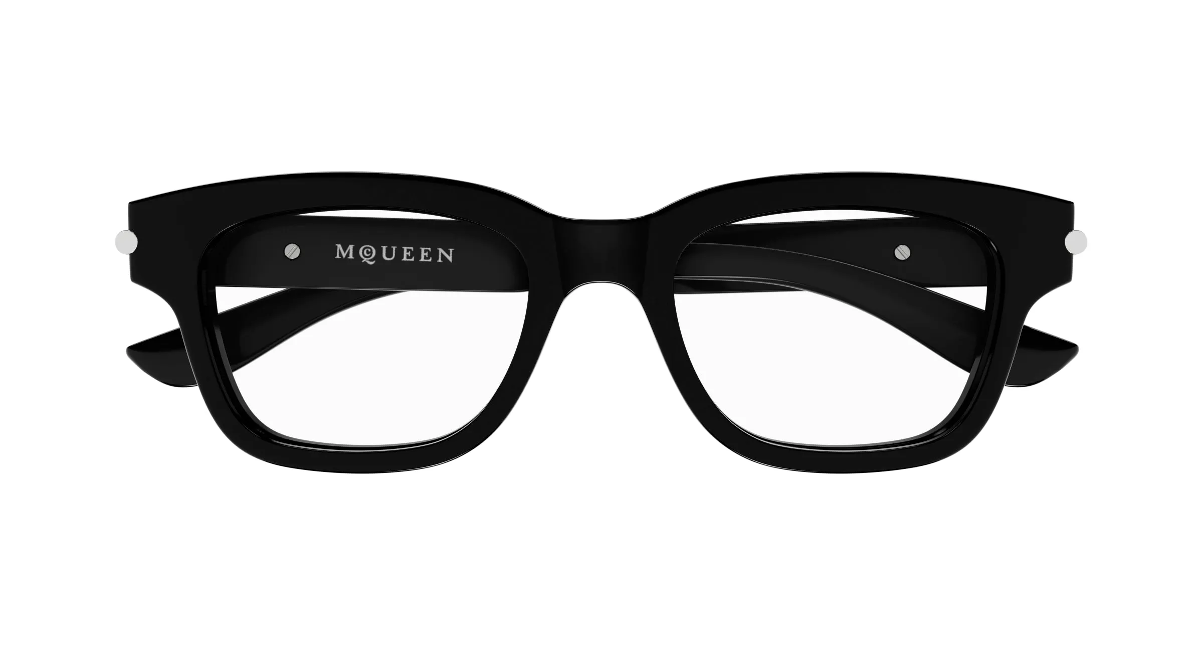Alexander McQueen AM0497O 005 Montature da vista Acetato Nero Trasparente Squadrata - immagine 2