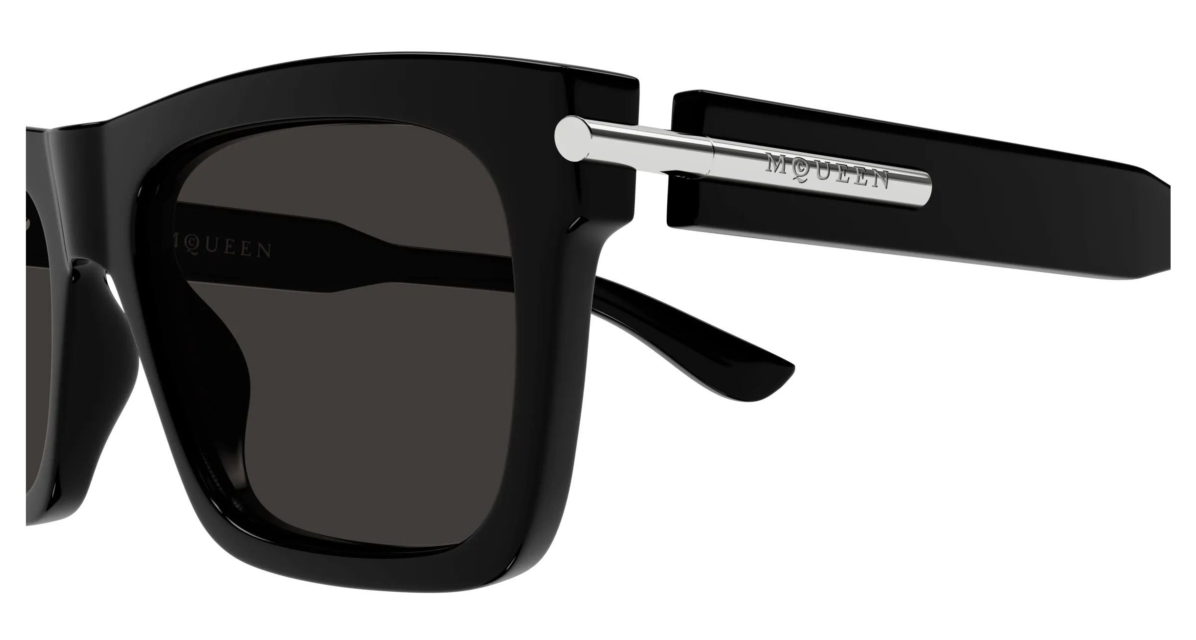 Alexander McQueen AM0495S 001 Occhiali da sole Acetato Nero Grigio Squadrata - immagine 3