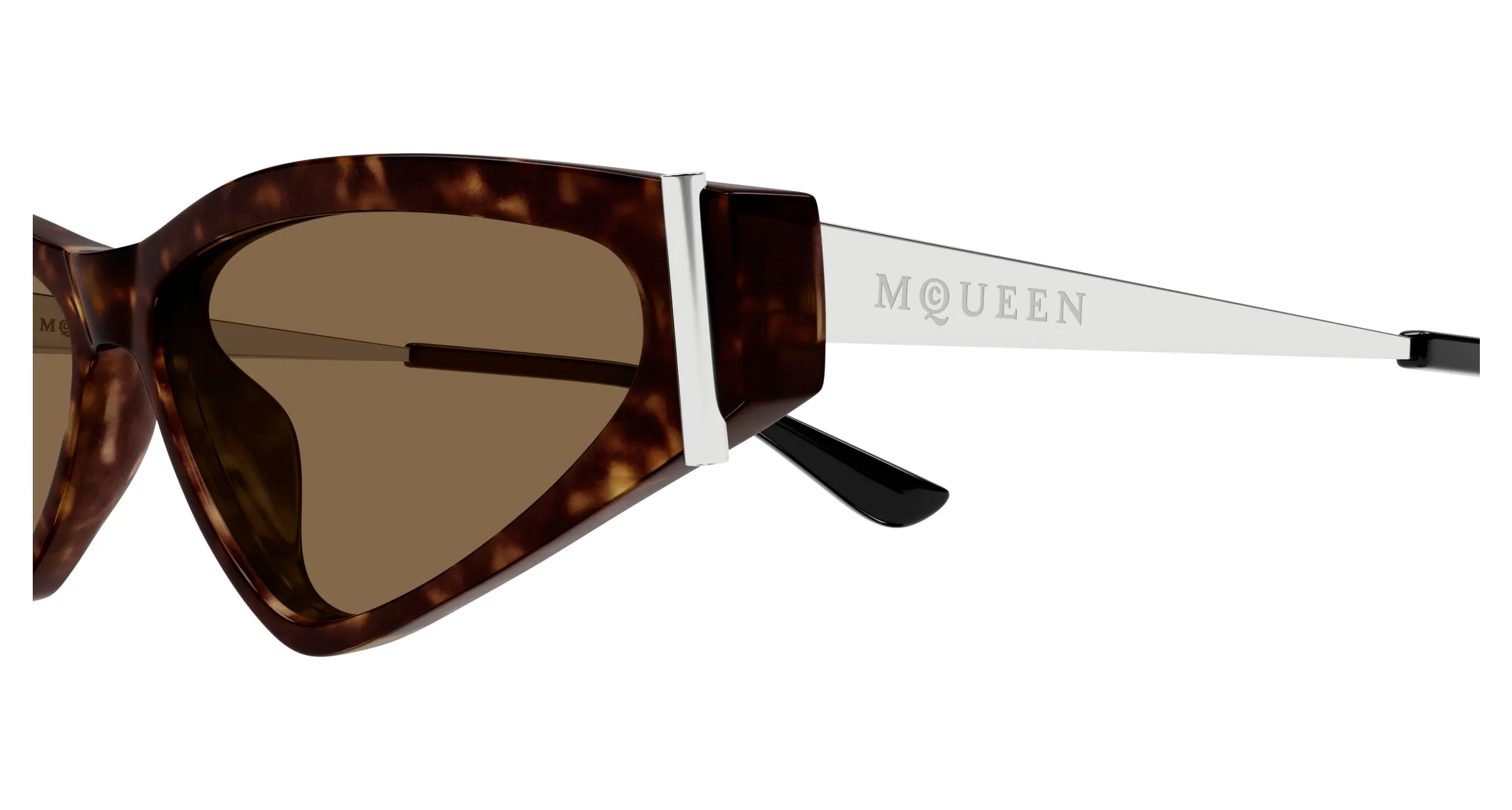 Alexander McQueen AM0493S 002 Occhiali da sole Acetato Havana Marrone Geometrica - immagine 3