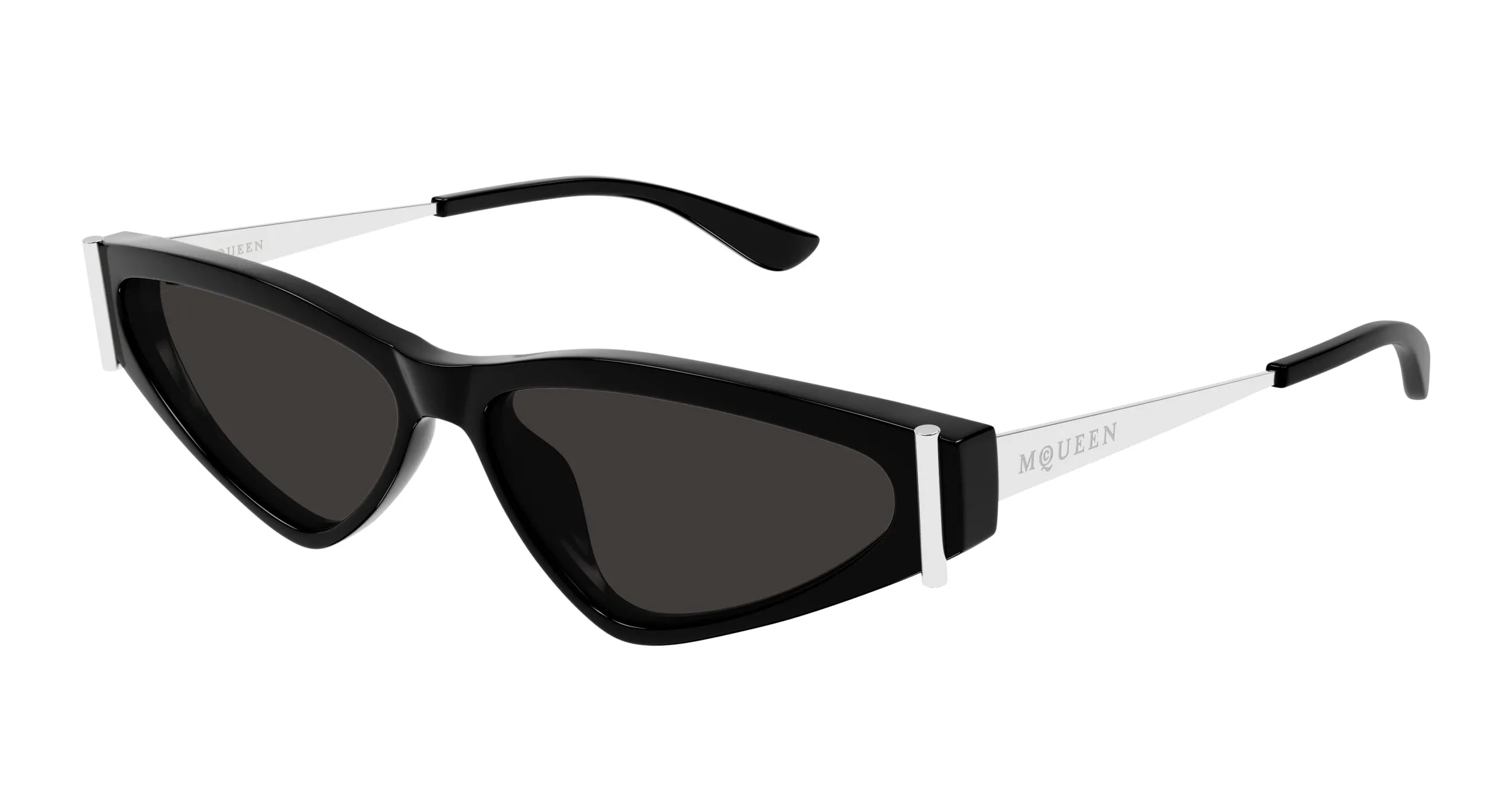 Alexander McQueen AM0493S 001 Occhiali da sole Acetato Nero Grigio Geometrica - immagine 1
