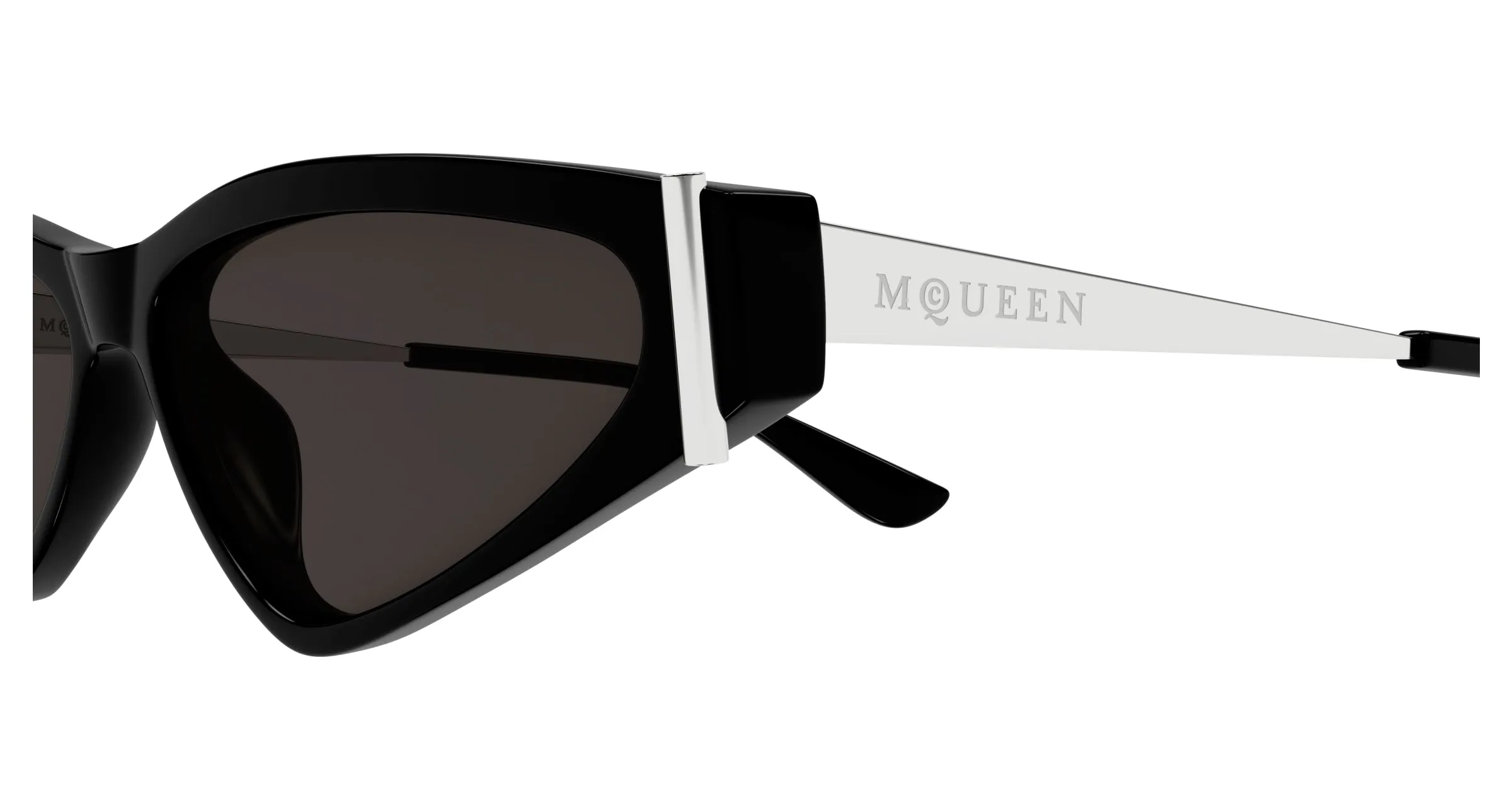 Alexander McQueen AM0493S 001 Occhiali da sole Acetato Nero Grigio Geometrica - immagine 3