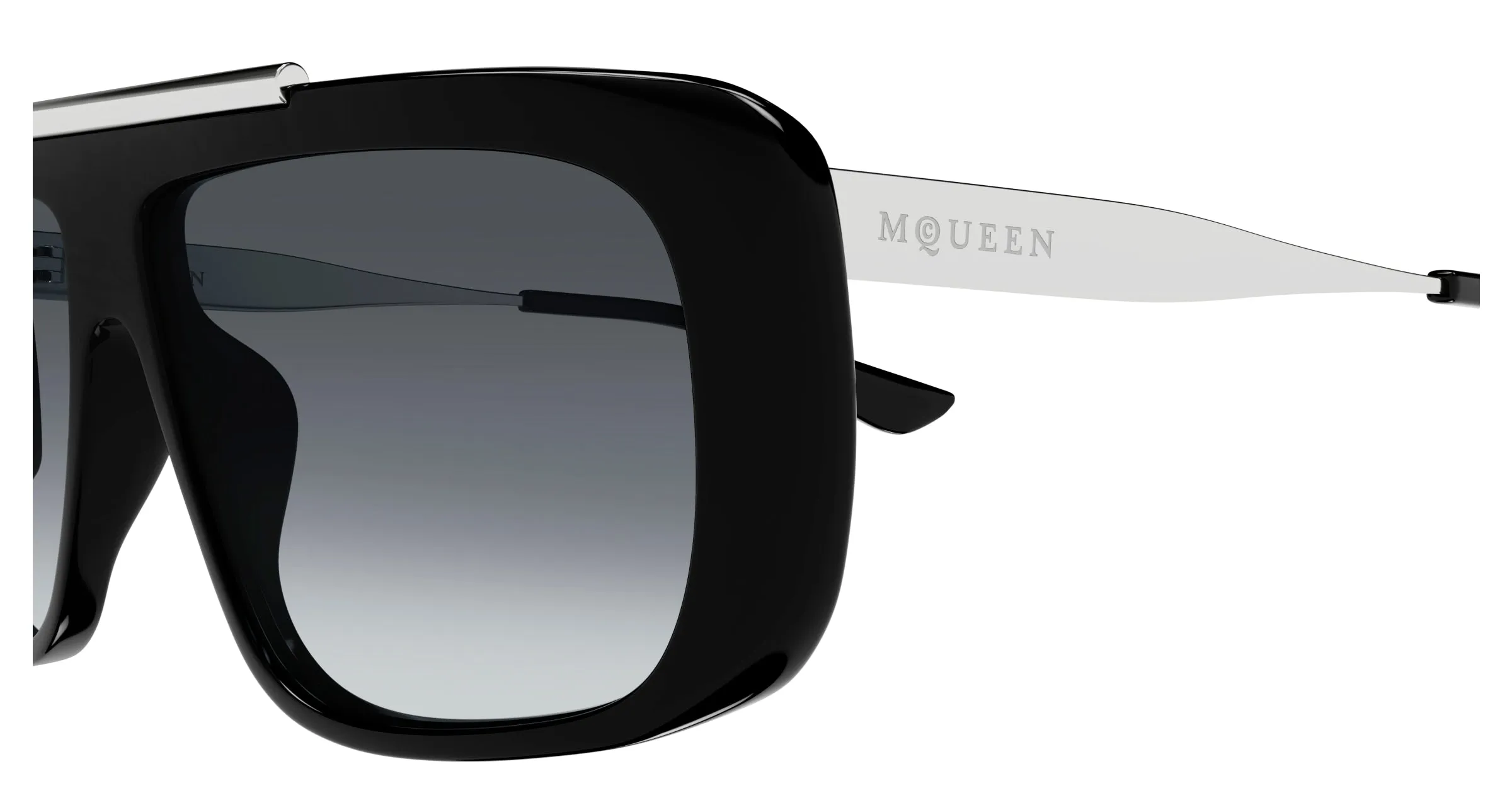 Alexander McQueen AM0492S 001 Occhiali da sole Acetato Nero Grigio Pilot - immagine 3