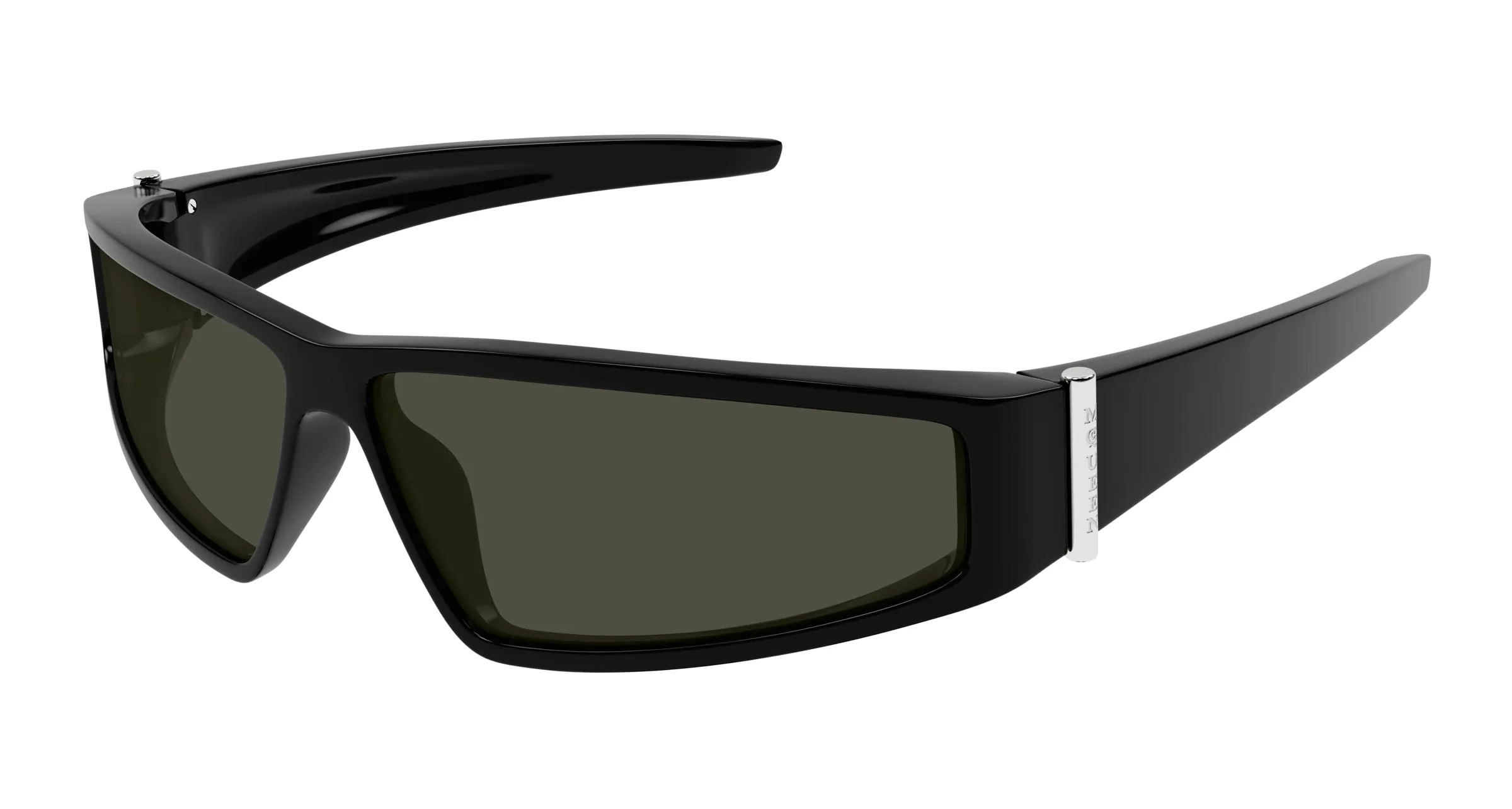 Alexander McQueen AM0490S 001 Occhiali da sole Bio-iniettato Nero Grigio Geometrica - immagine 1