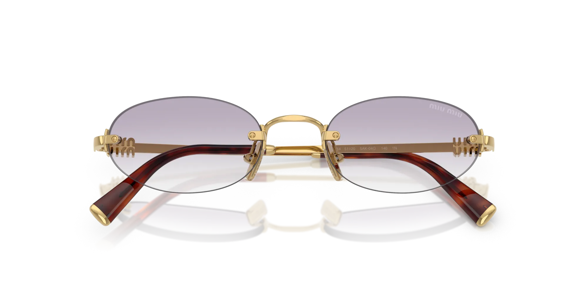 Miu Miu MU A54S 5AK04O Occhiali da sole Metallo Oro Grigio Rotonda Normale Sfumato - immagine 2