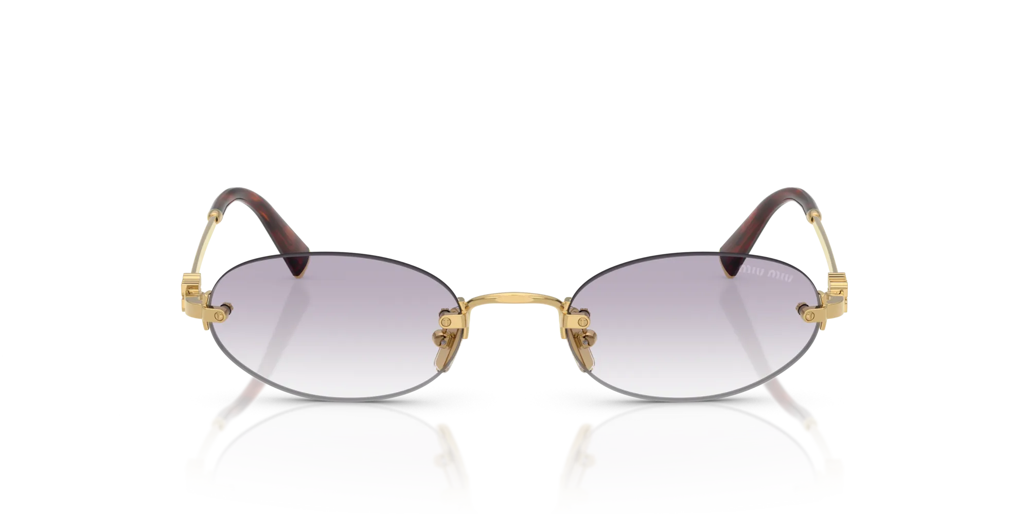 Miu Miu MU A54S 5AK04O Occhiali da sole Metallo Oro Grigio Rotonda Normale Sfumato - immagine 3