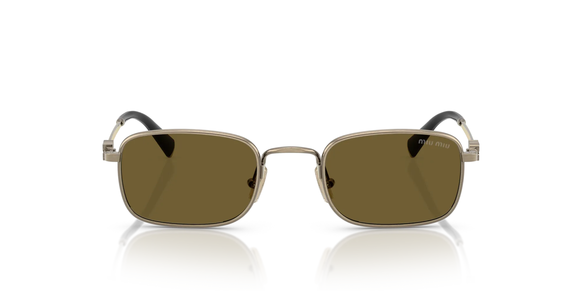 Miu Miu MU A53S 26C09Z Occhiali da sole Metallo Oro Marrone Squadrata Normale - immagine 3