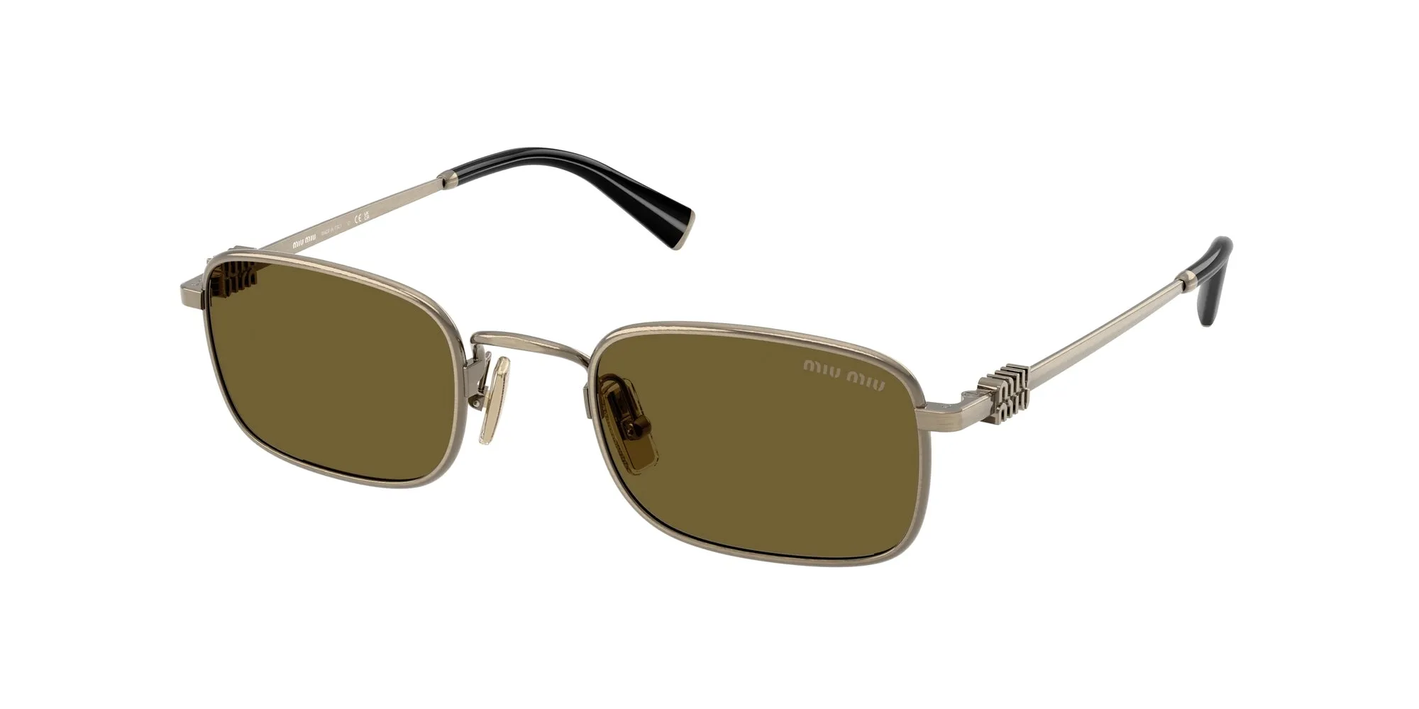 Miu Miu MU A53S 26C09Z Occhiali da sole Metallo Oro Marrone Squadrata Normale - immagine 1