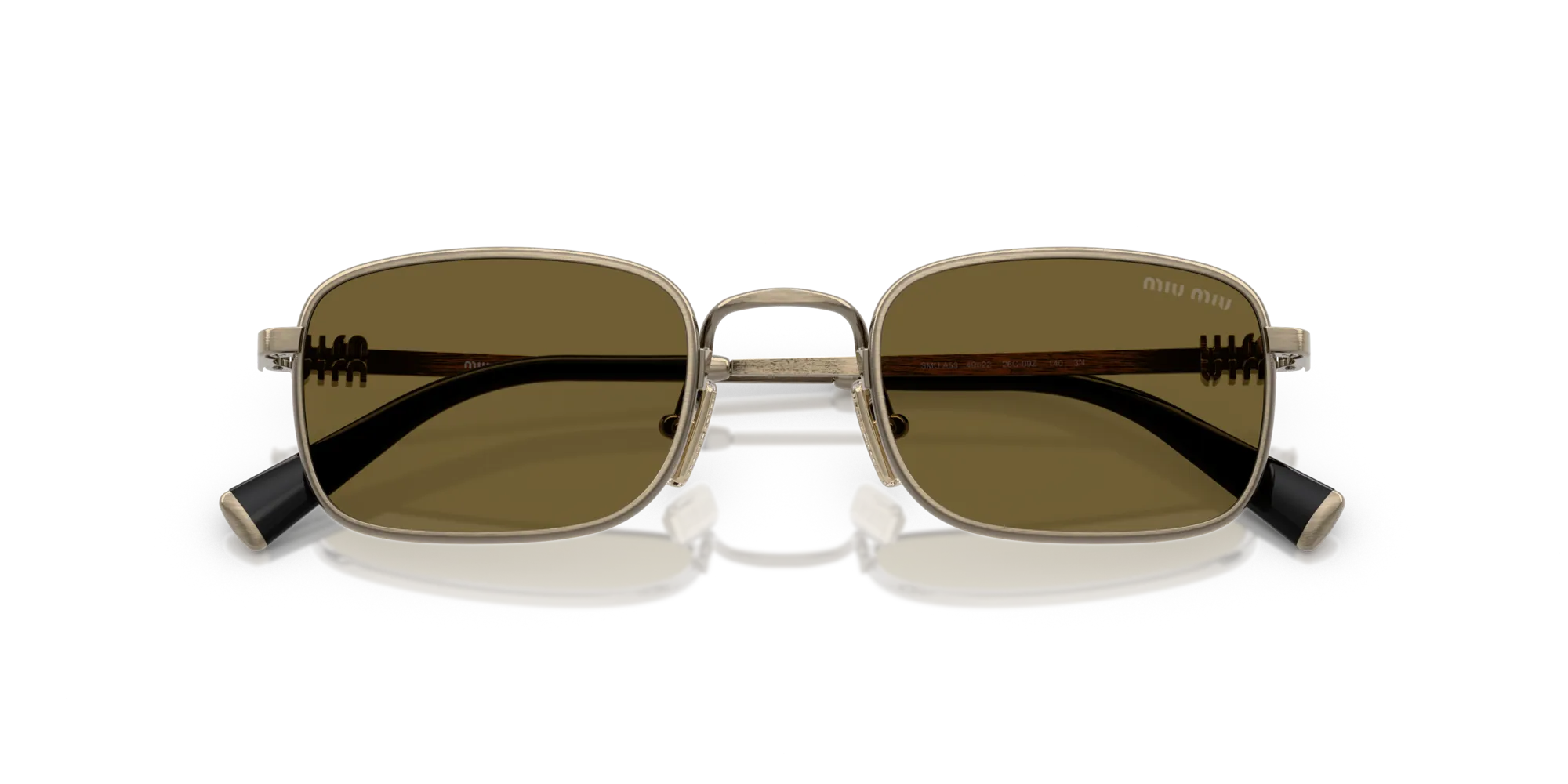 Miu Miu MU A53S 26C09Z Occhiali da sole Metallo Oro Marrone Squadrata Normale - immagine 2