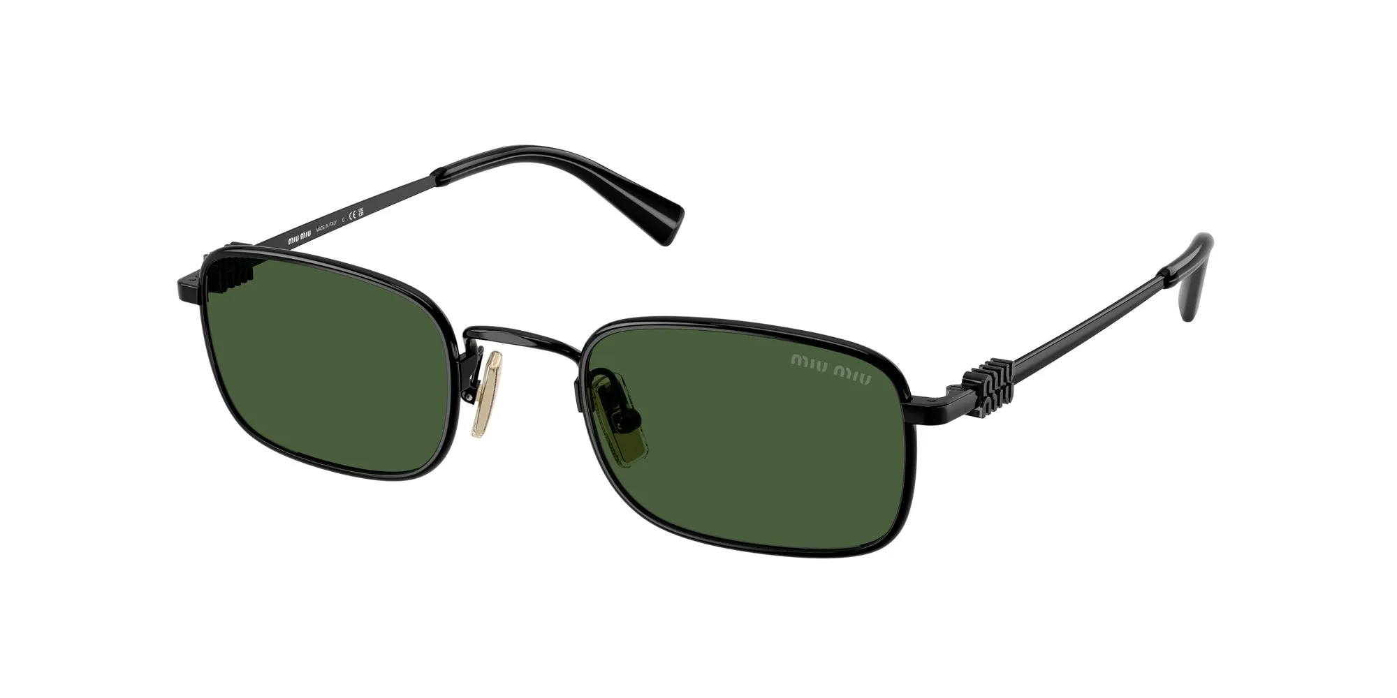 Miu Miu MU A53S 1AB1I0 Occhiali da sole Metallo Nero Verde Squadrata Normale - immagine 1