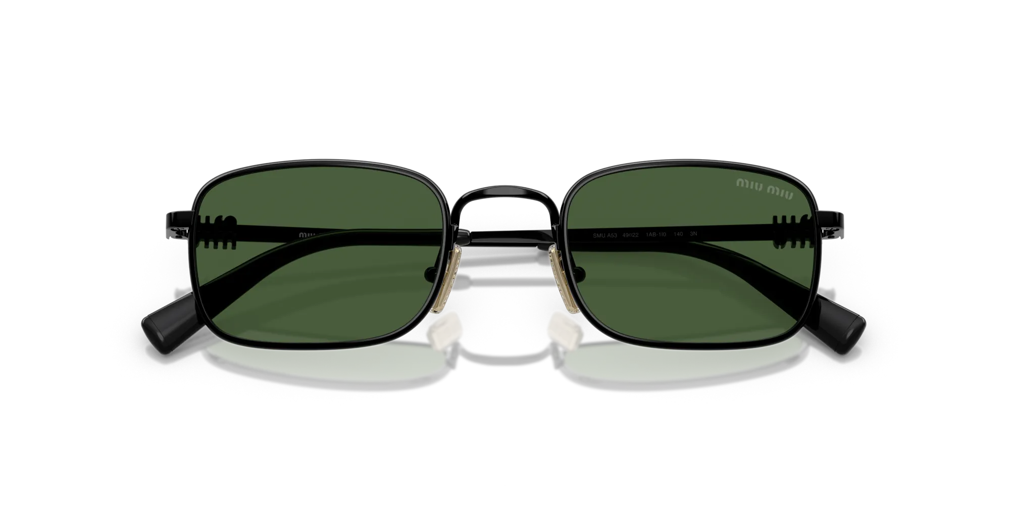 Miu Miu MU A53S 1AB1I0 Occhiali da sole Metallo Nero Verde Squadrata Normale - immagine 2