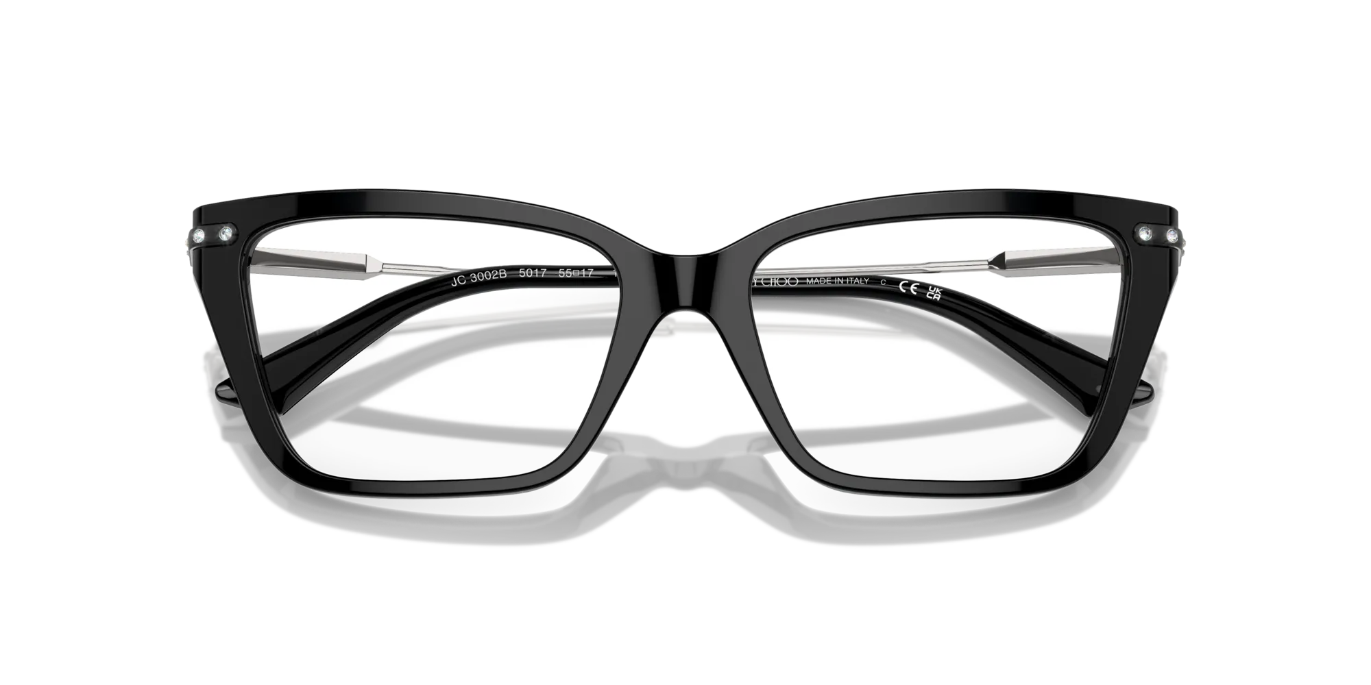 Jimmy Choo JC3002B 5017 Montature da vista Acetato Nero Cat Eye - immagine 2