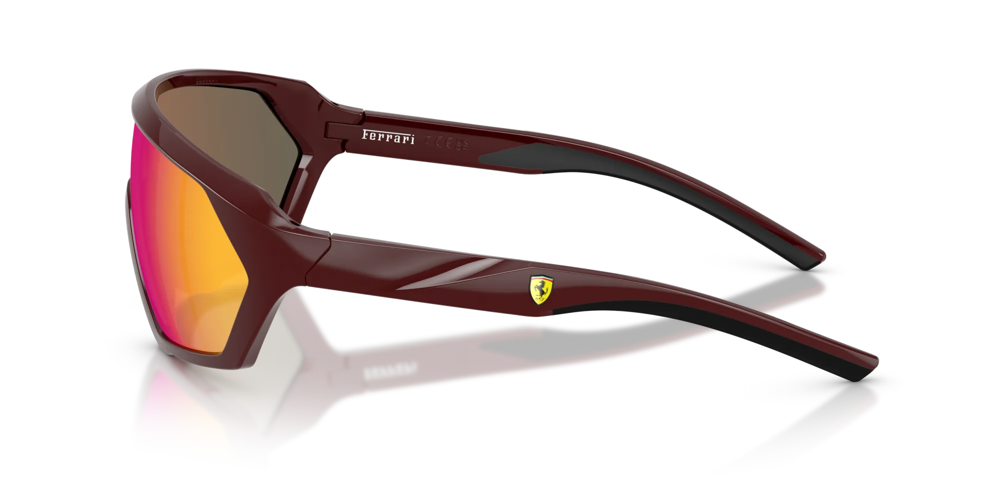 Ferrari Scuderia FZ6017U 525/6Q Occhiali da sole Iniettato Bordeaux Rosso Pillow Normale Specchiato - immagine 4