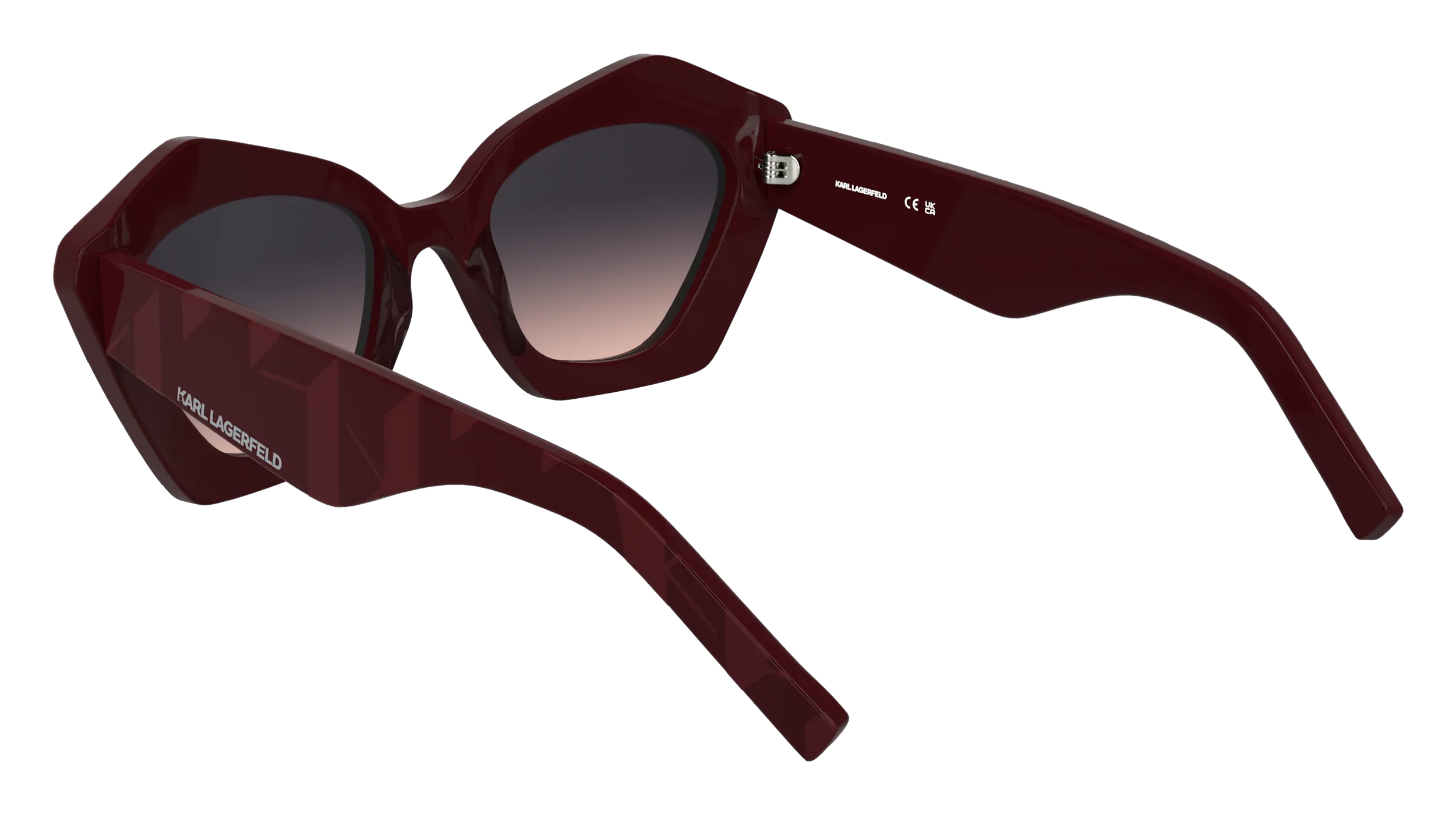 Karl Lagerfeld KL6199S 601 Occhiali da sole Acetato Bordeaux Rosa Squadrata Normale - immagine 4