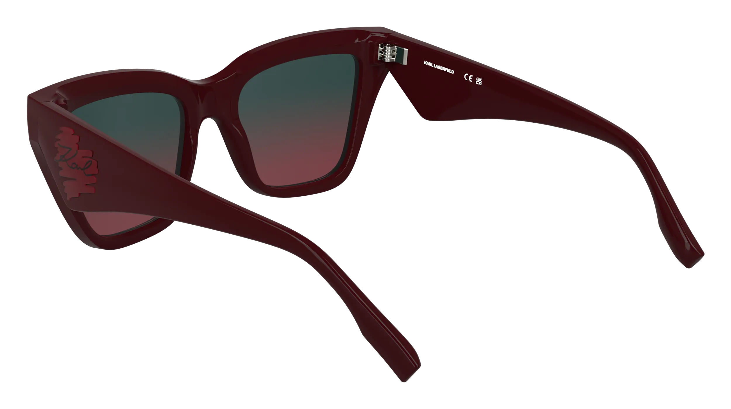 Karl Lagerfeld KL6184S 601 Occhiali da sole Iniettato Bordeaux Squadrata Normale - immagine 4