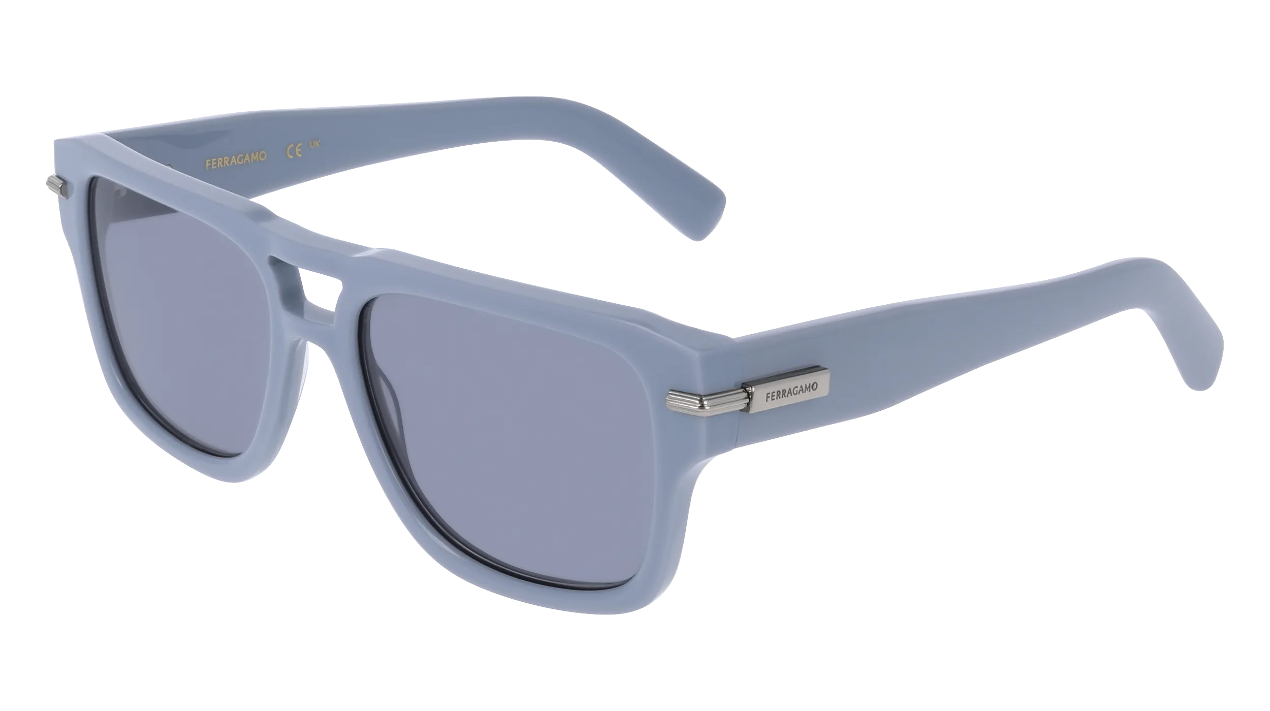 Ferragamo SF2070S 452 Occhiali da sole Acetato Azzurro Grigio Squadrata Normale - immagine 1